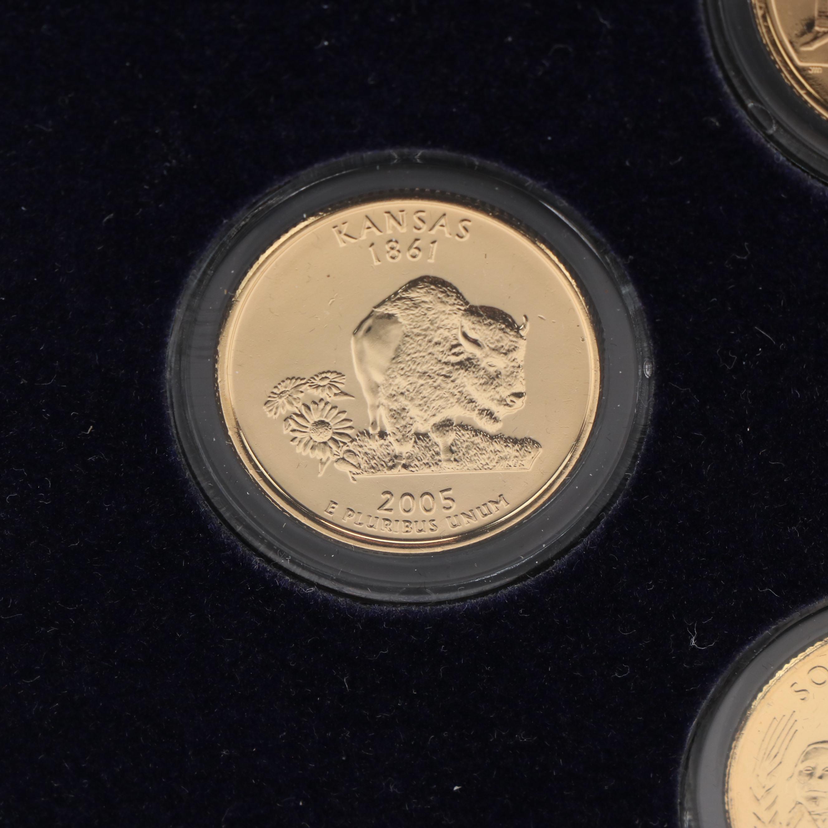 Set of 50 Different Gold Plated State Quarters