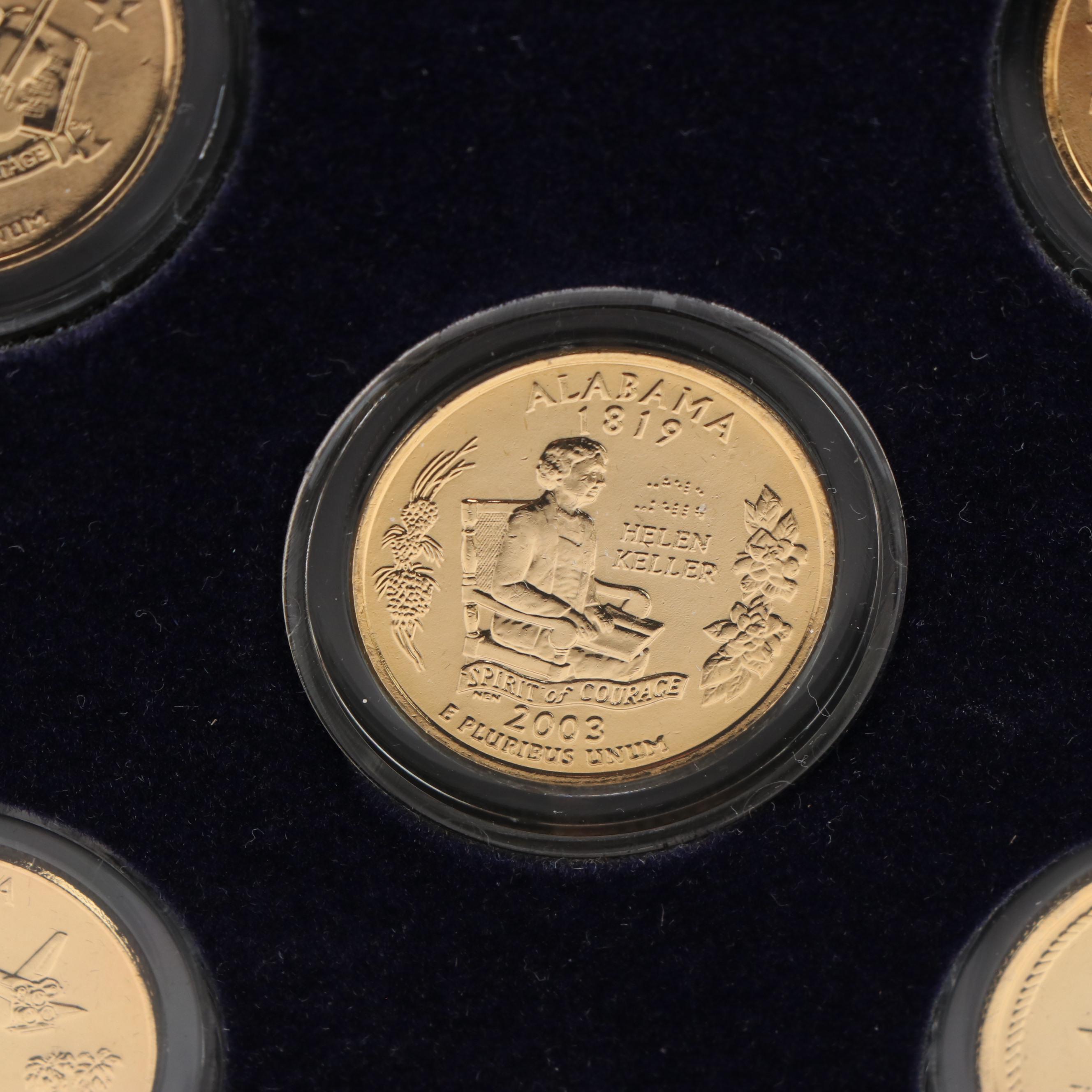 Set of 50 Different Gold Plated State Quarters