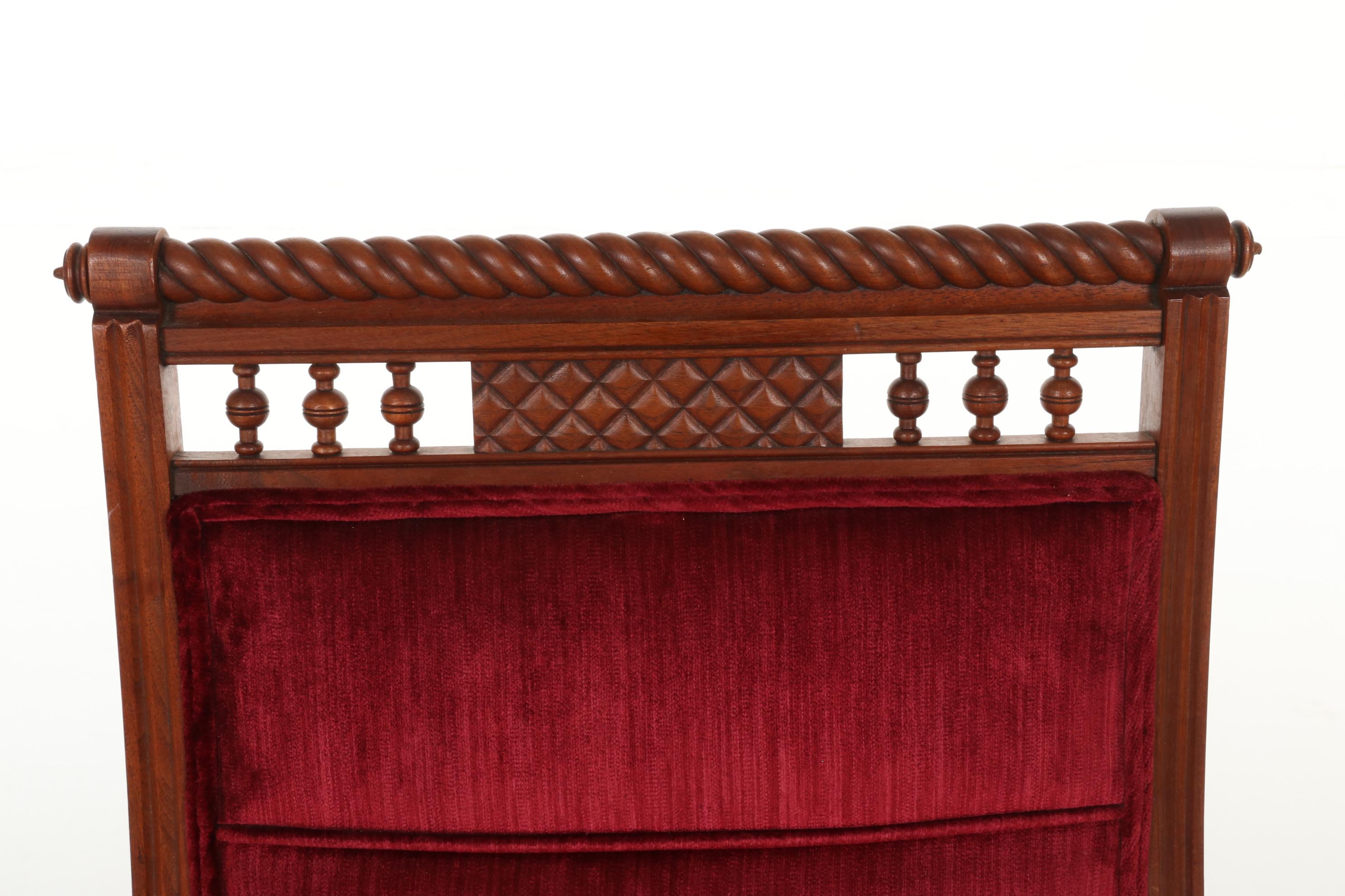 Victorian Walnut Platform Rocking Chair, Late 19th to Early 20th Century