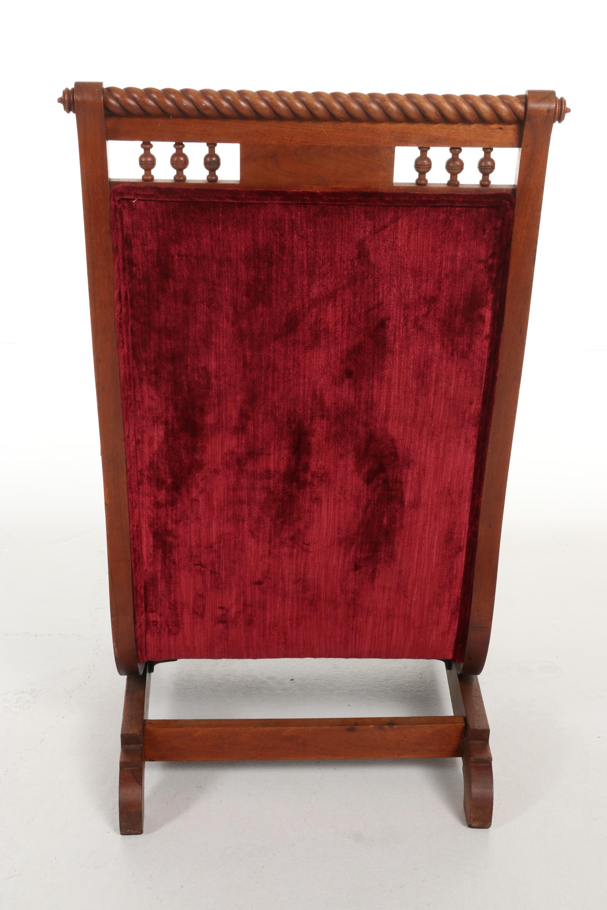 Victorian Walnut Platform Rocking Chair, Late 19th to Early 20th Century