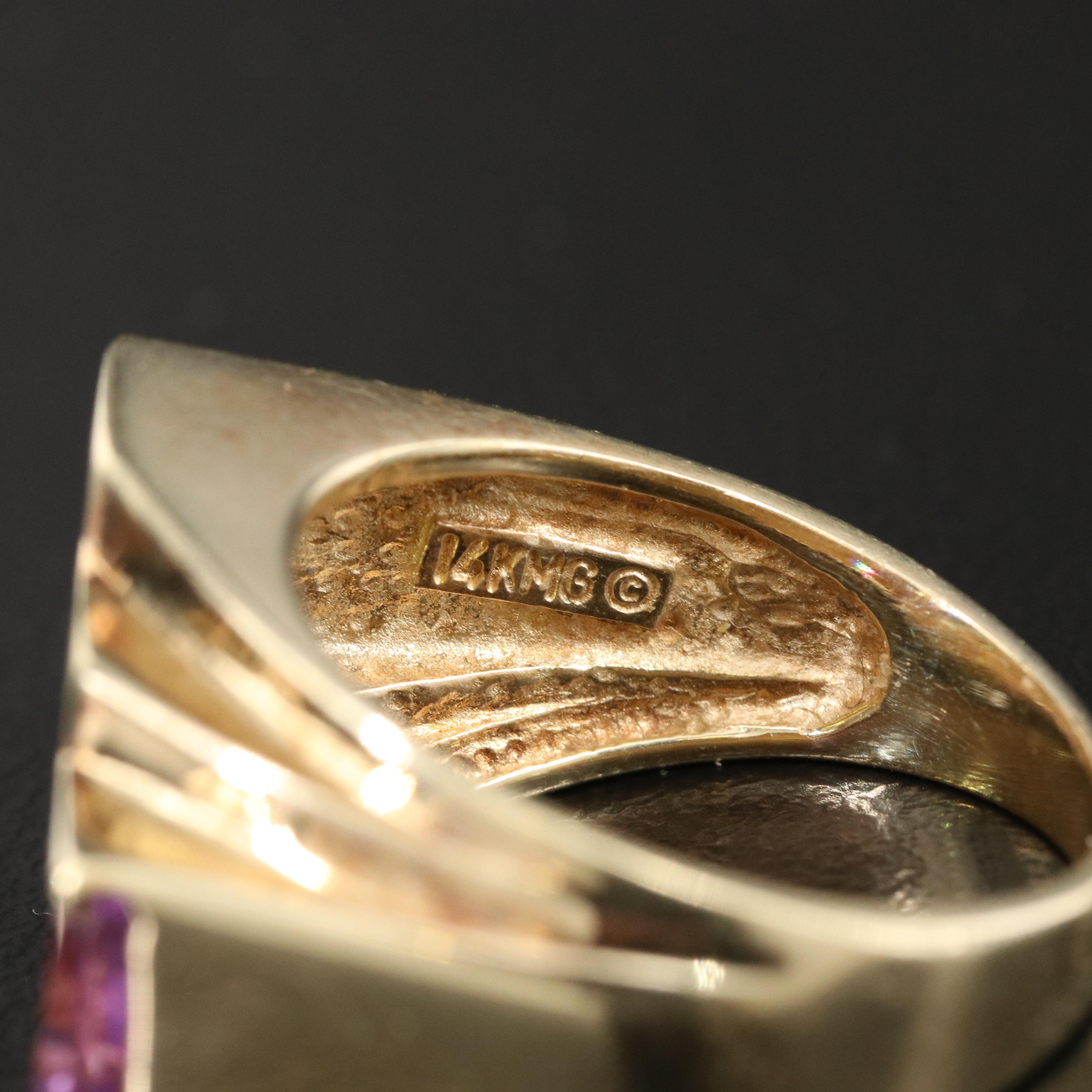 14K Amethyst, Topaz and Peridot Ring