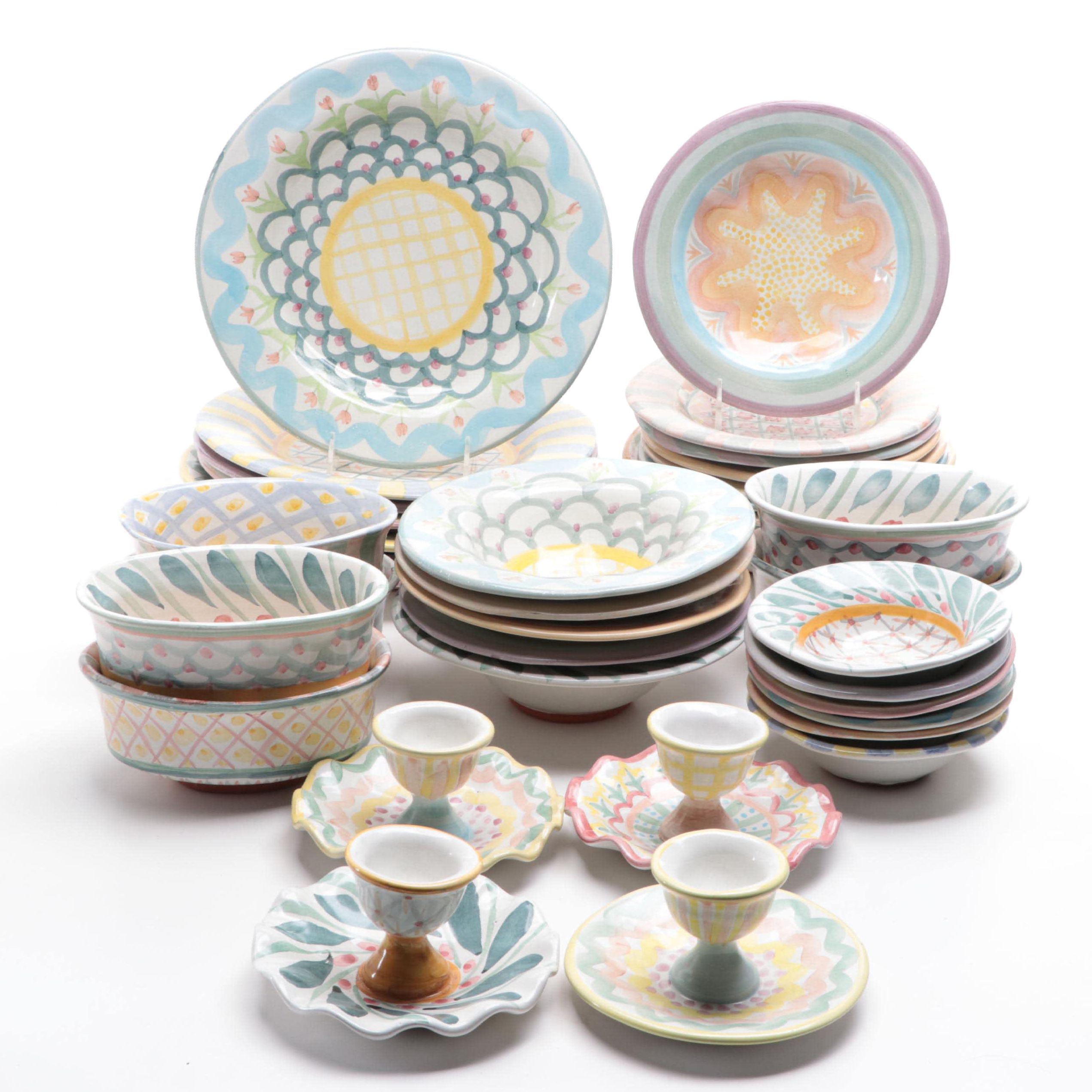 Mackenzie-Childs "Kings Ferry" Terracotta Dinner Plates and Other Tableware