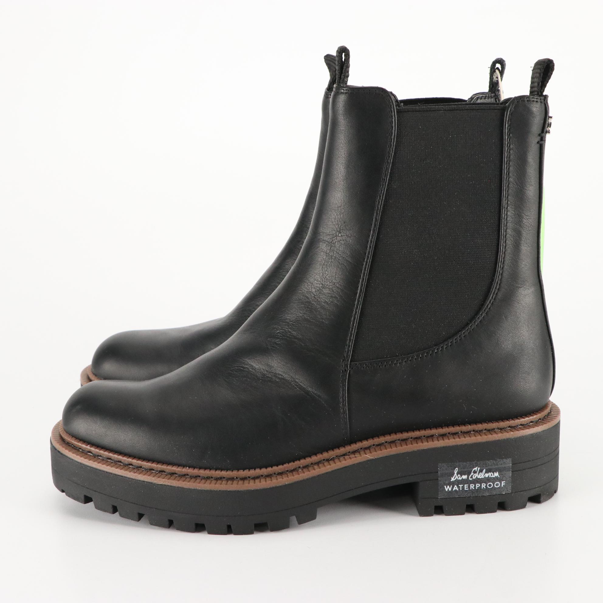 Sam Edelman Black Leather Waterproof Laguna Boots, New in Box