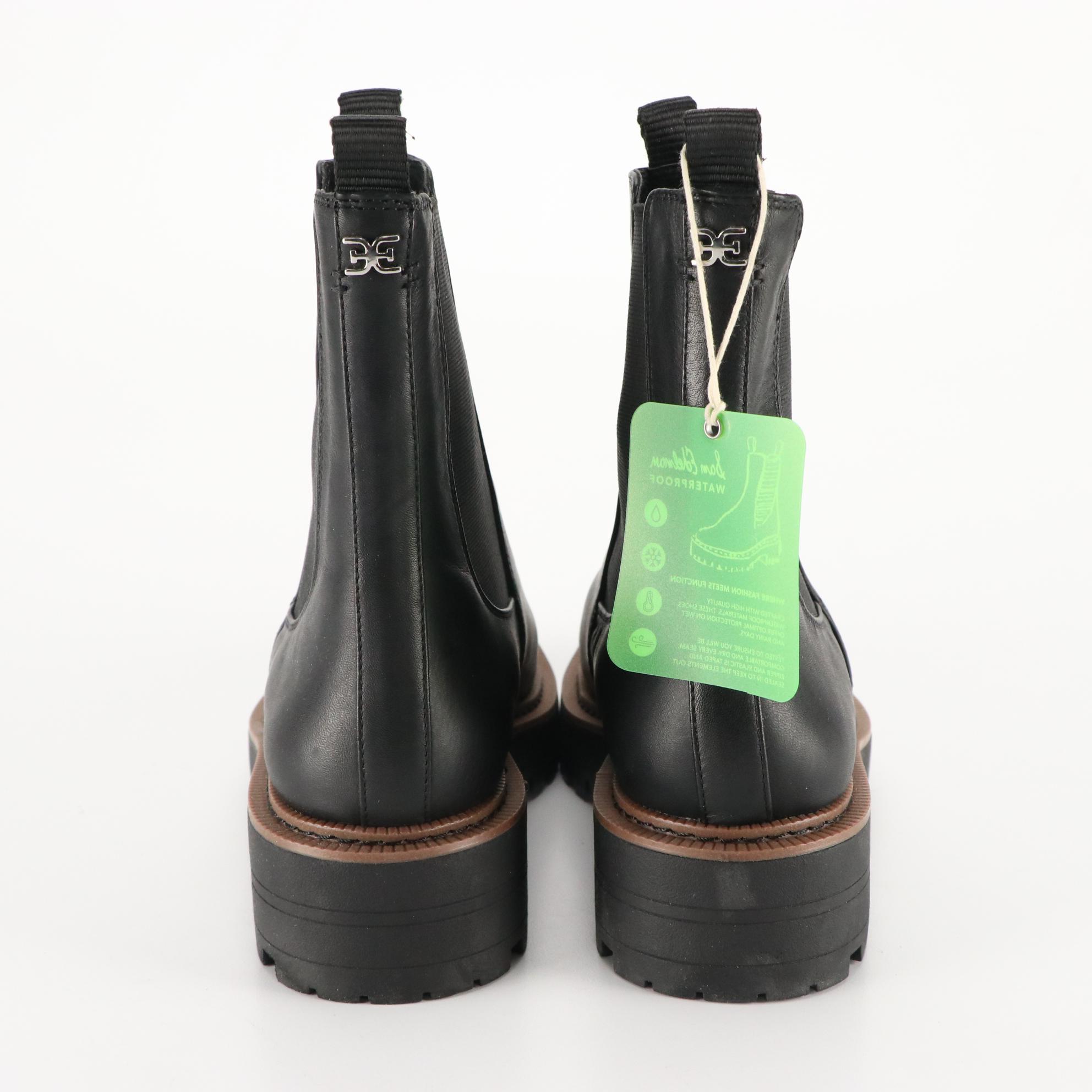 Sam Edelman Black Leather Waterproof Laguna Boots, New in Box