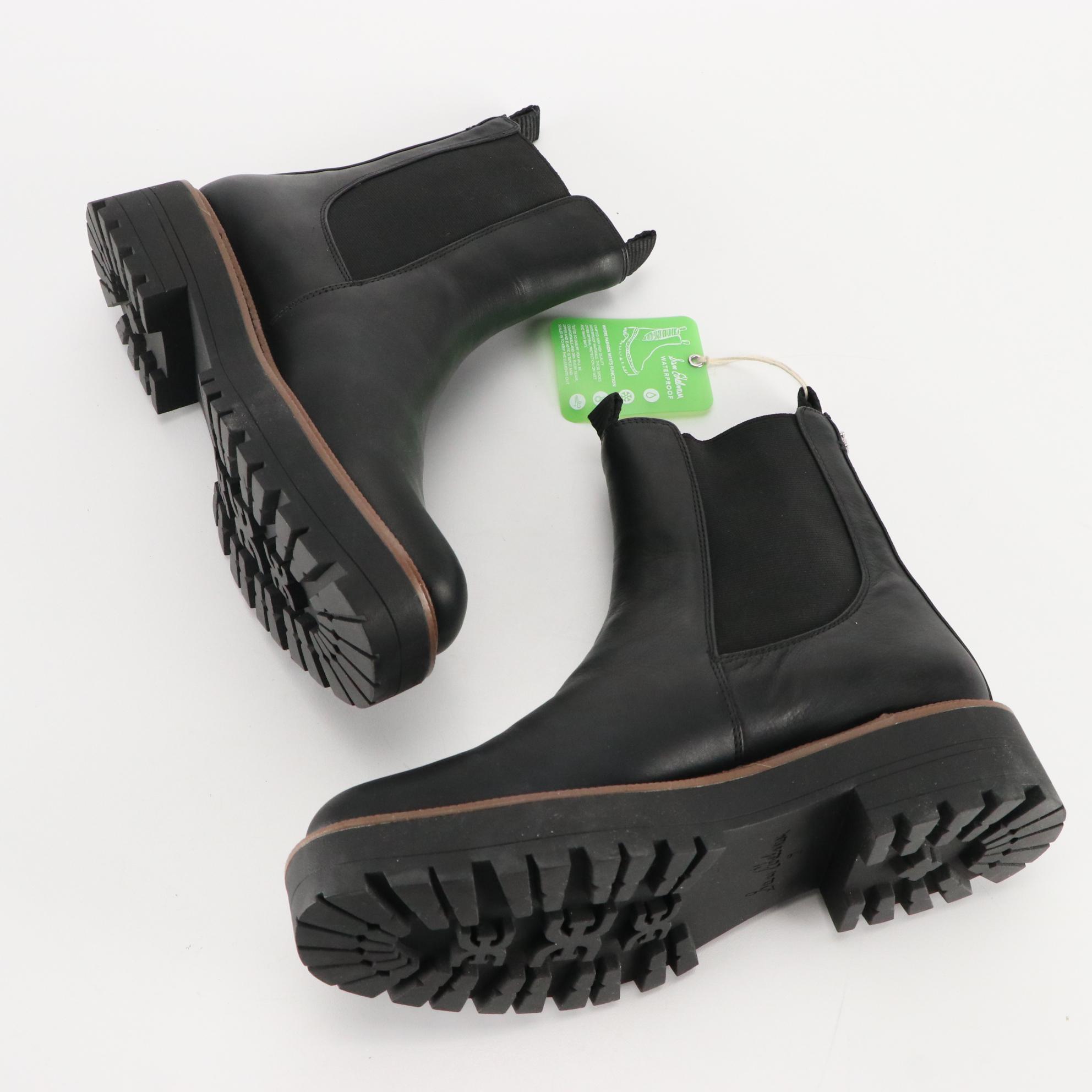 Sam Edelman Black Leather Waterproof Laguna Boots, New in Box