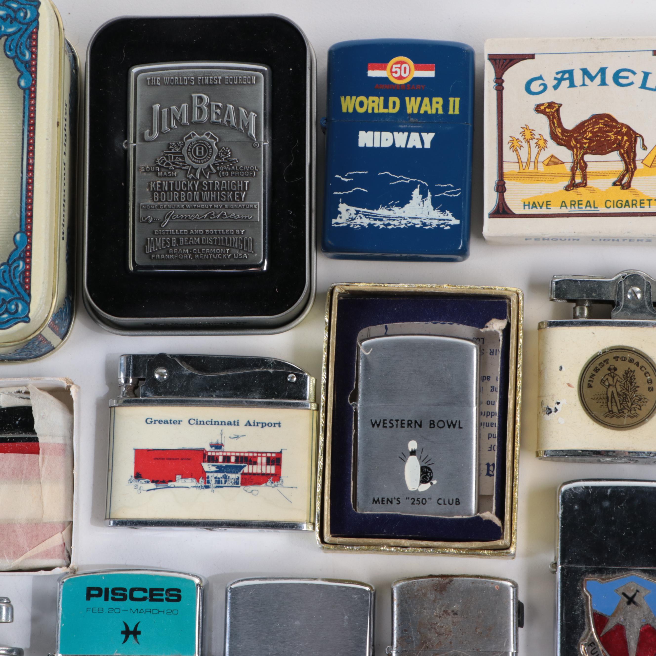 Zippo 60th Anniversary, Jim Beam, Camel and Other Lighters