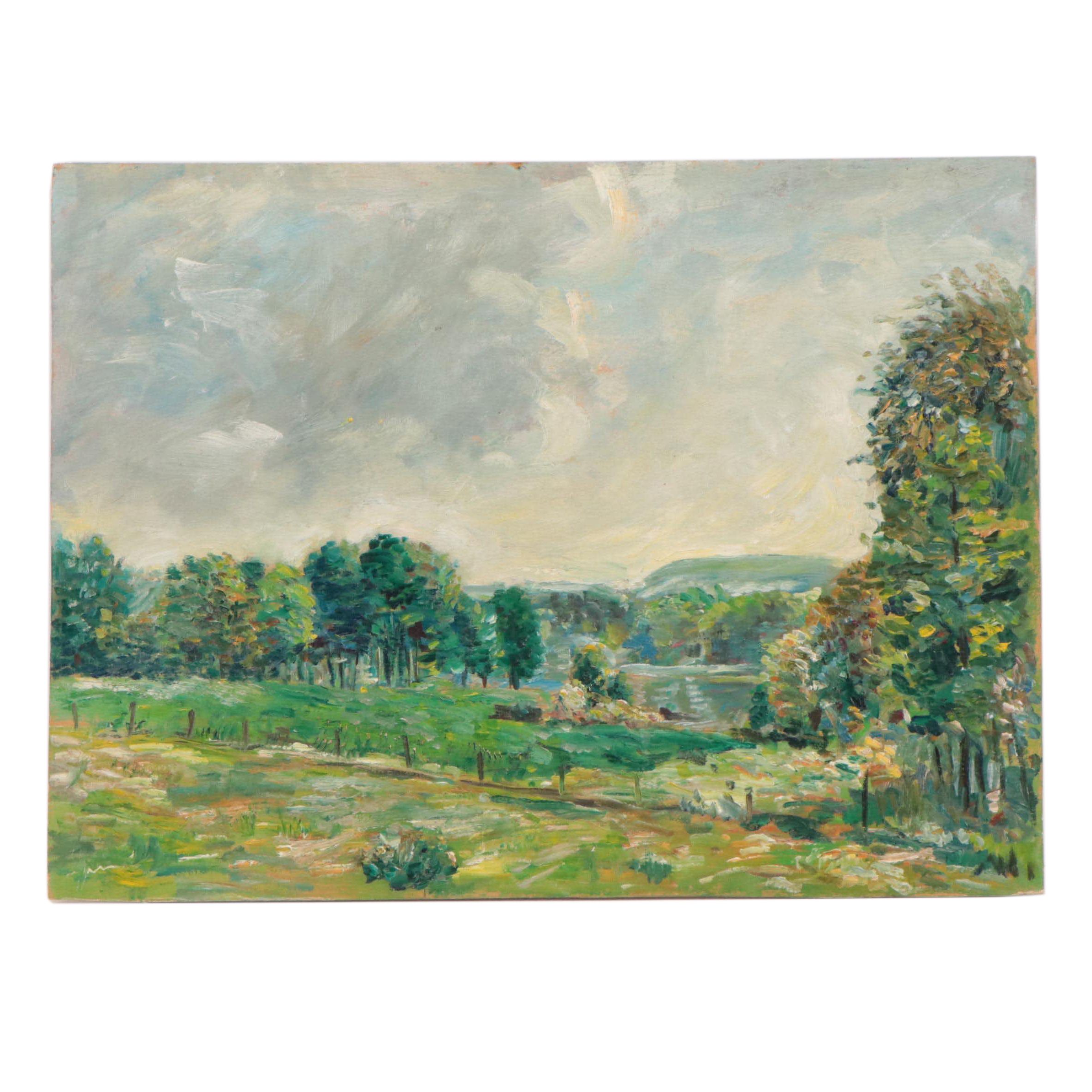 Oil Painting of a Green Landscape