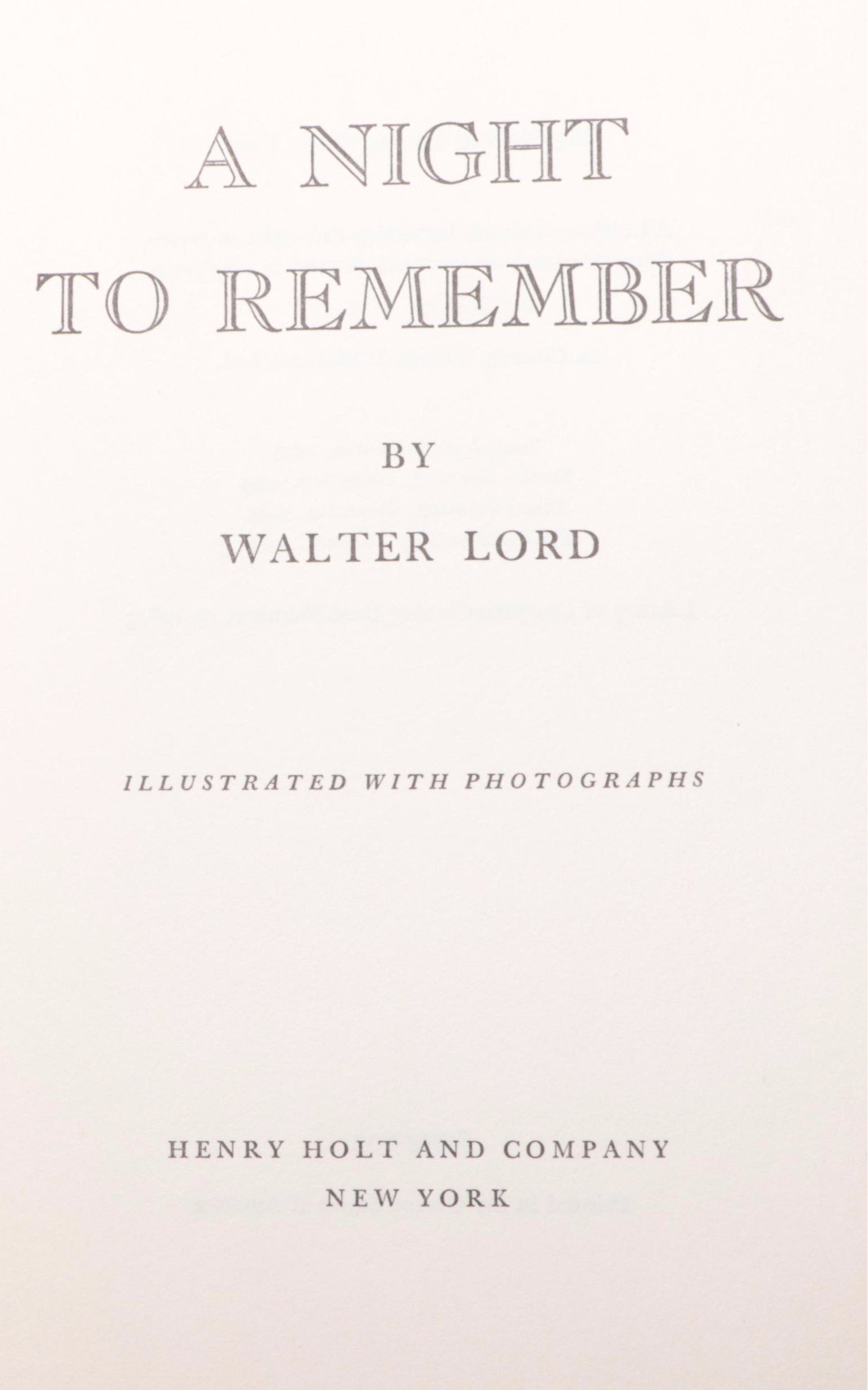 "A Night to Remember" by Walter Lord with Titanic Board Game and More