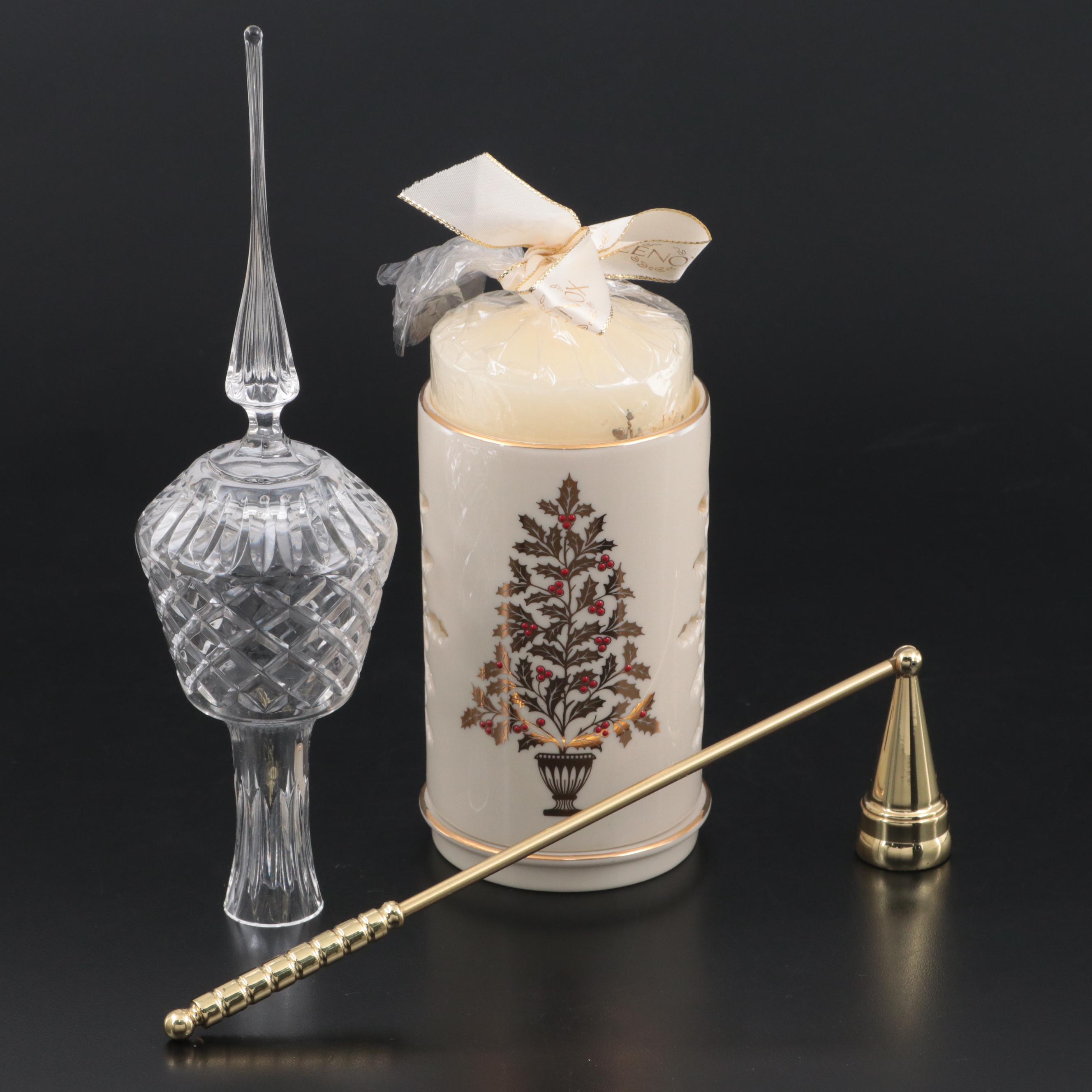 Lenox Bone China Lantern with Snuffer and Crystal Tree Topper EBTH