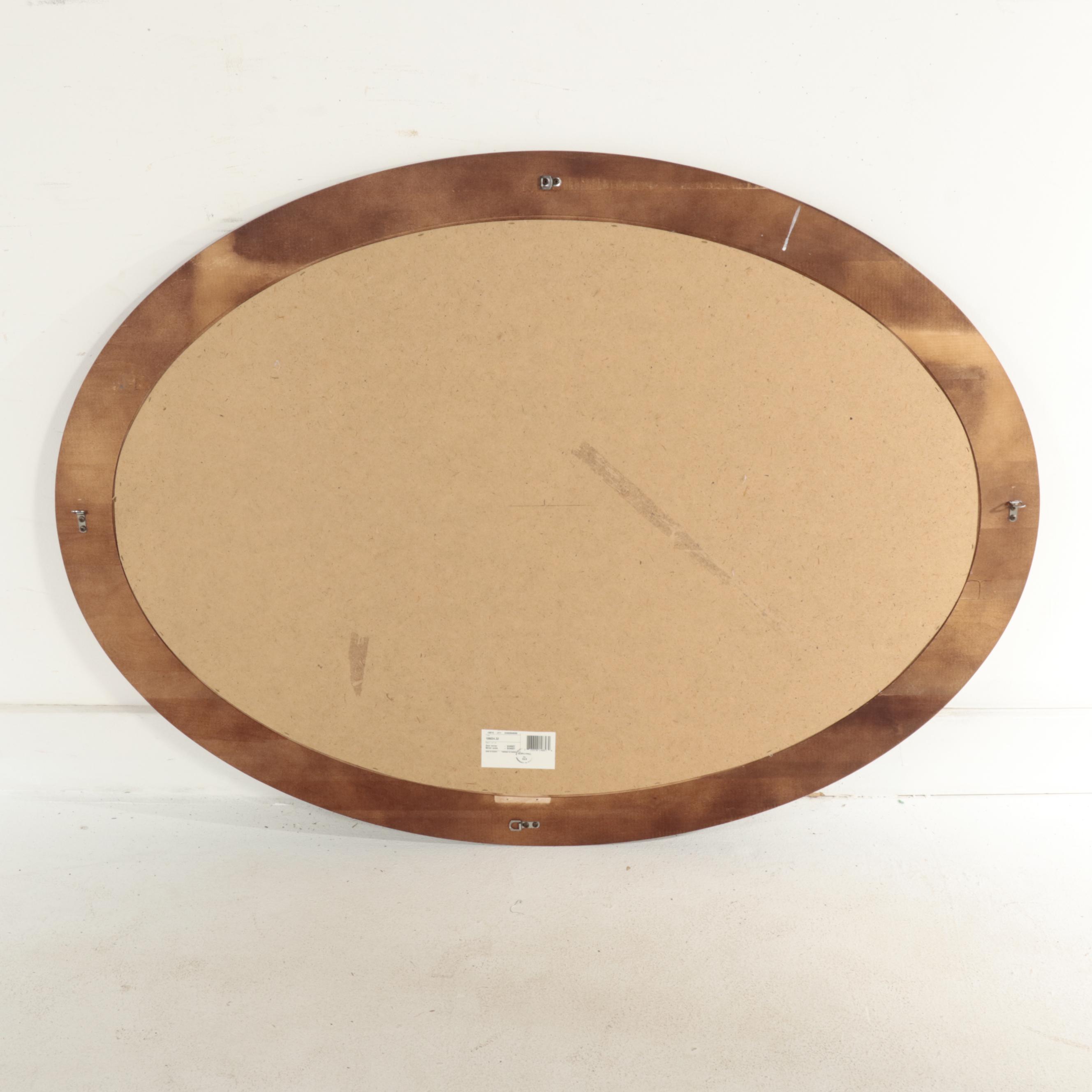 Wooden Framed Oval Wall Mirror