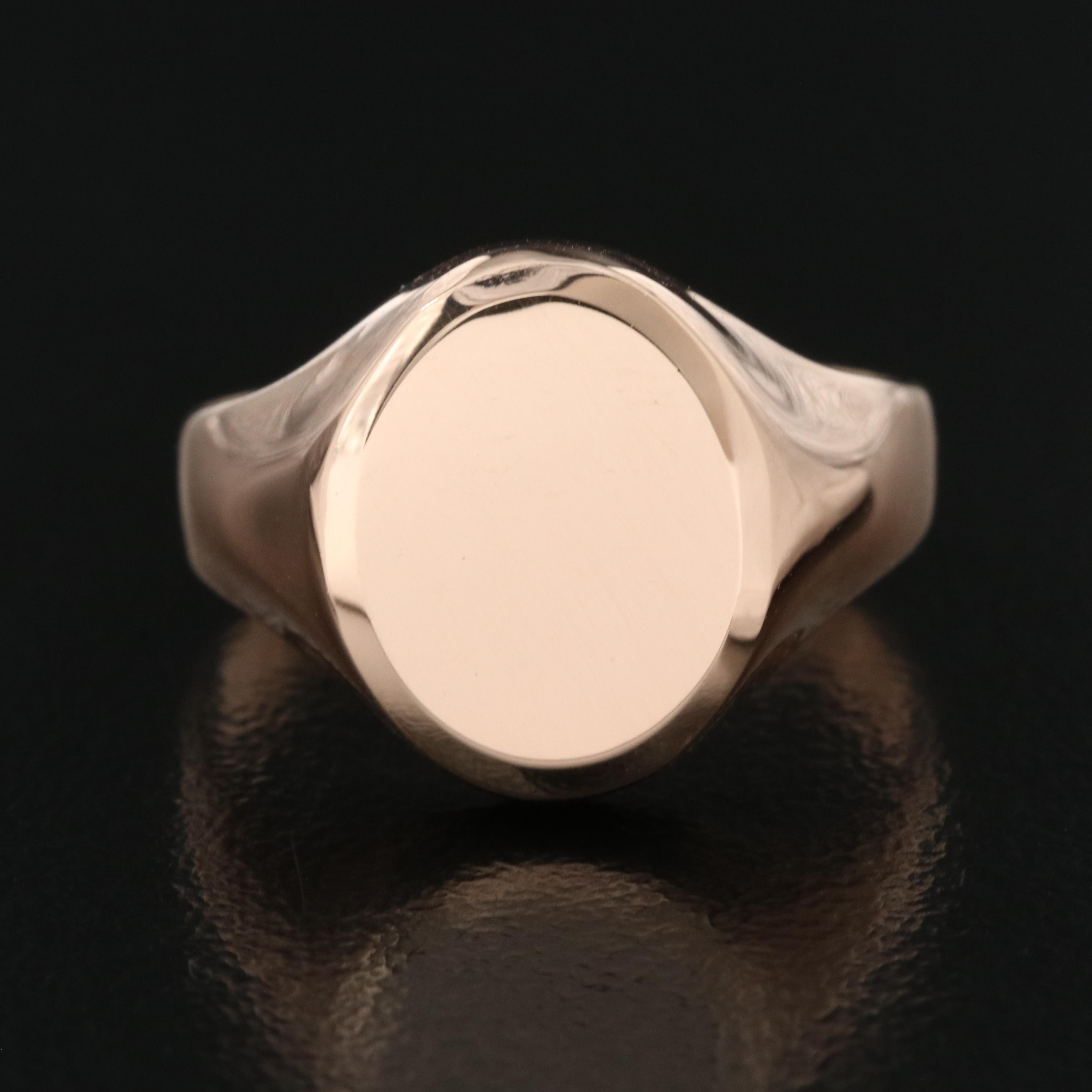 14K Rose Gold Blank Signet Ring