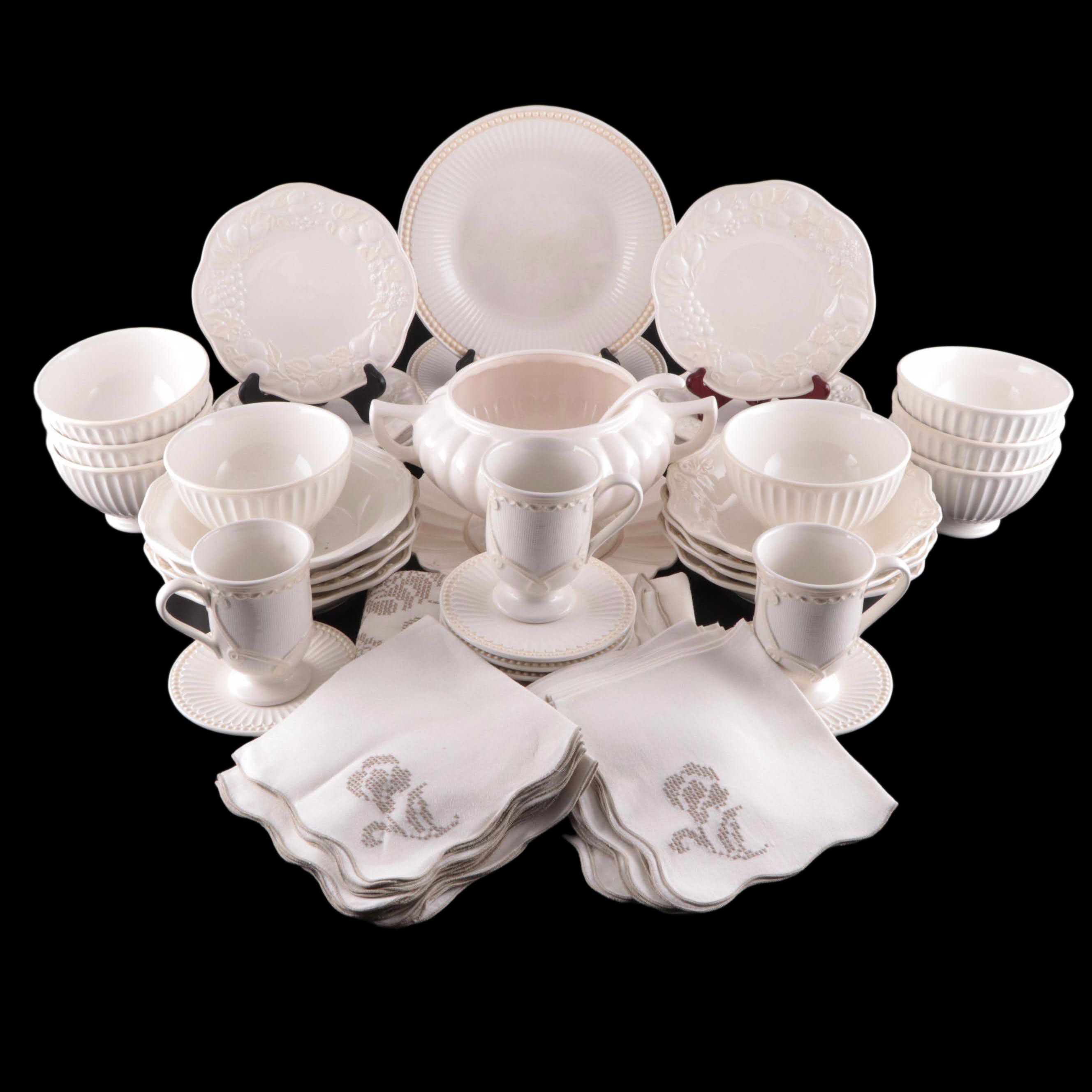 Lenox "Butler's Pantry" Plates with Other Tableware and Linens