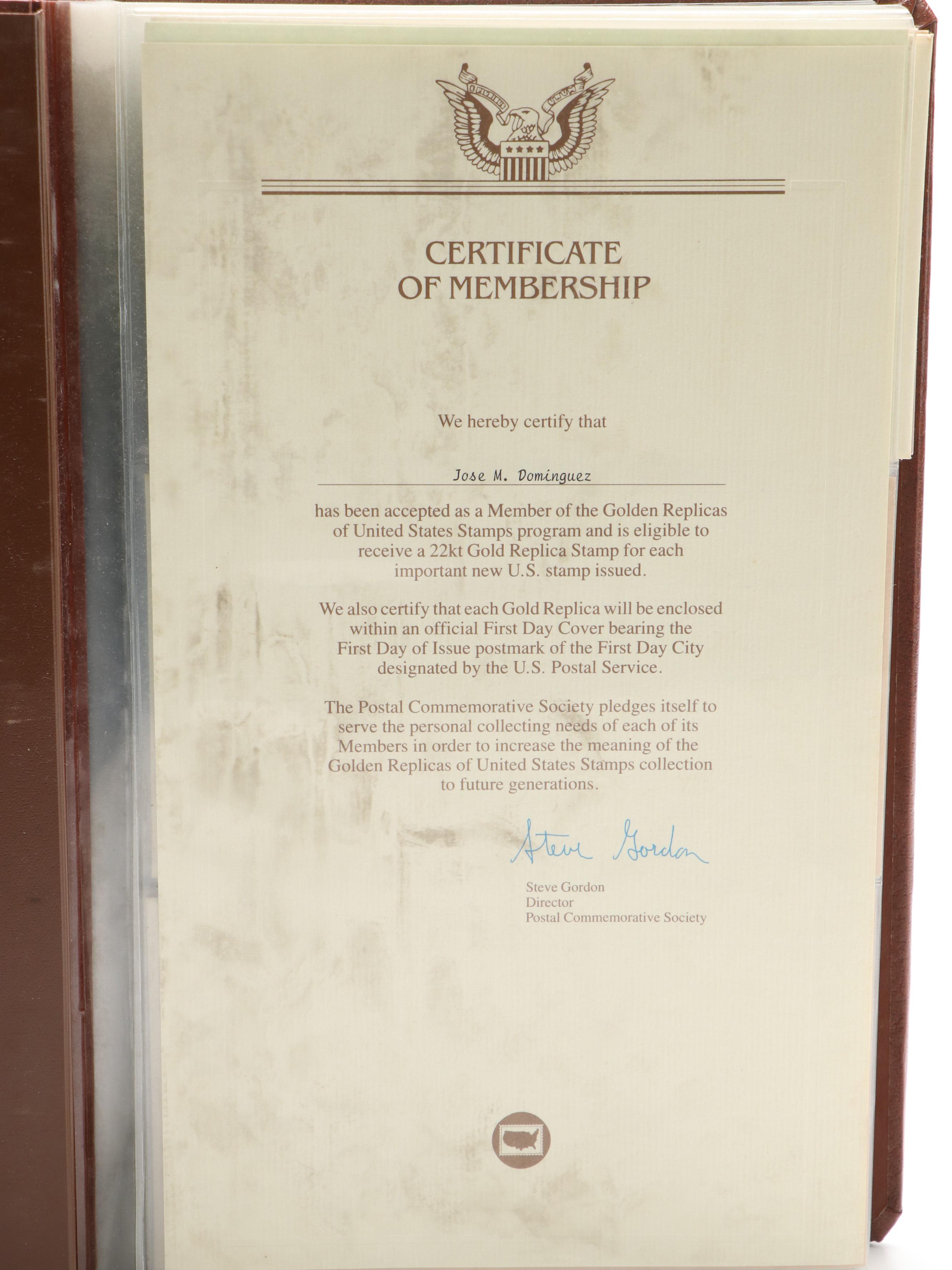 "Golden Replicas of United States Stamps"