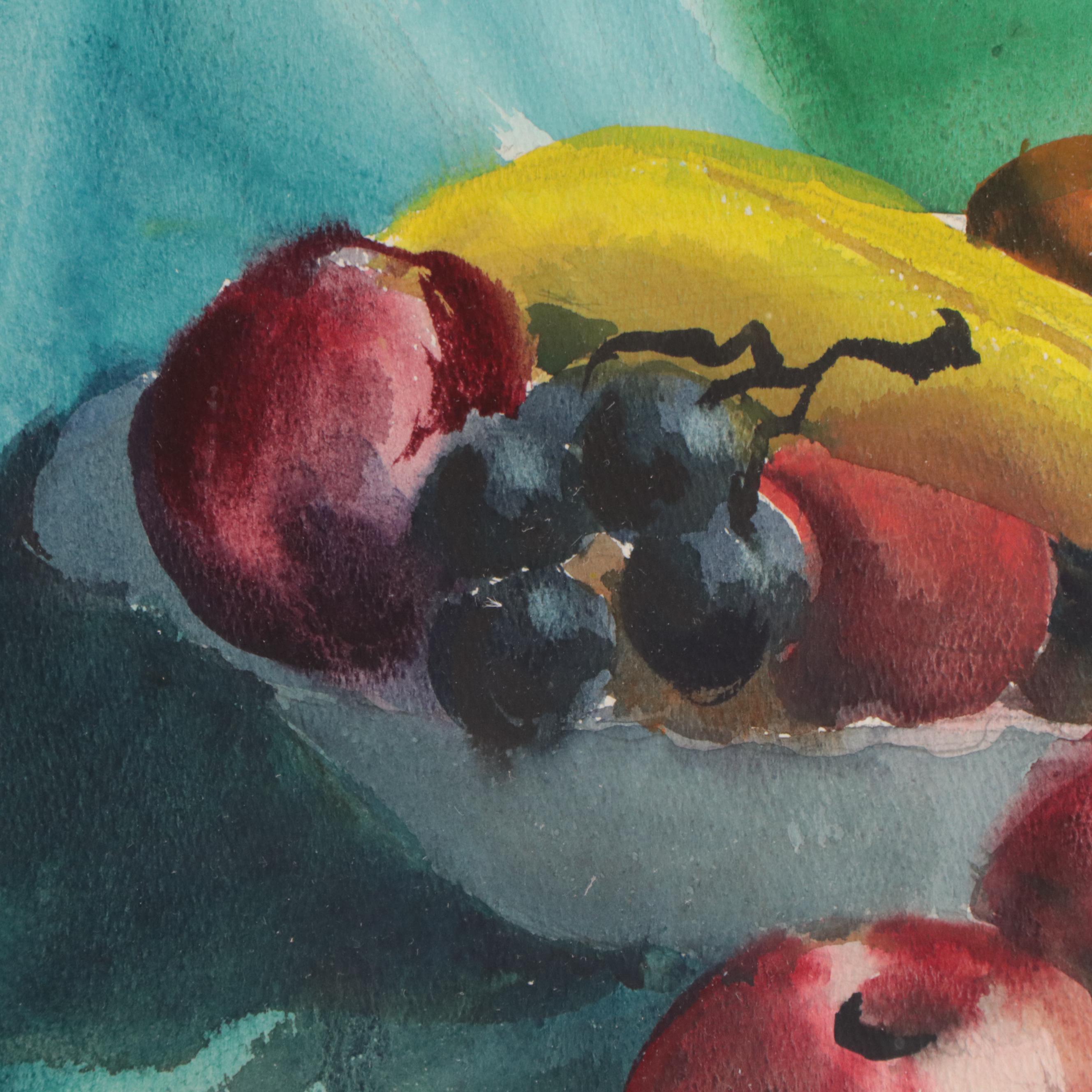 Pair of Still Life Watercolor Paintings, Mid 20th Century