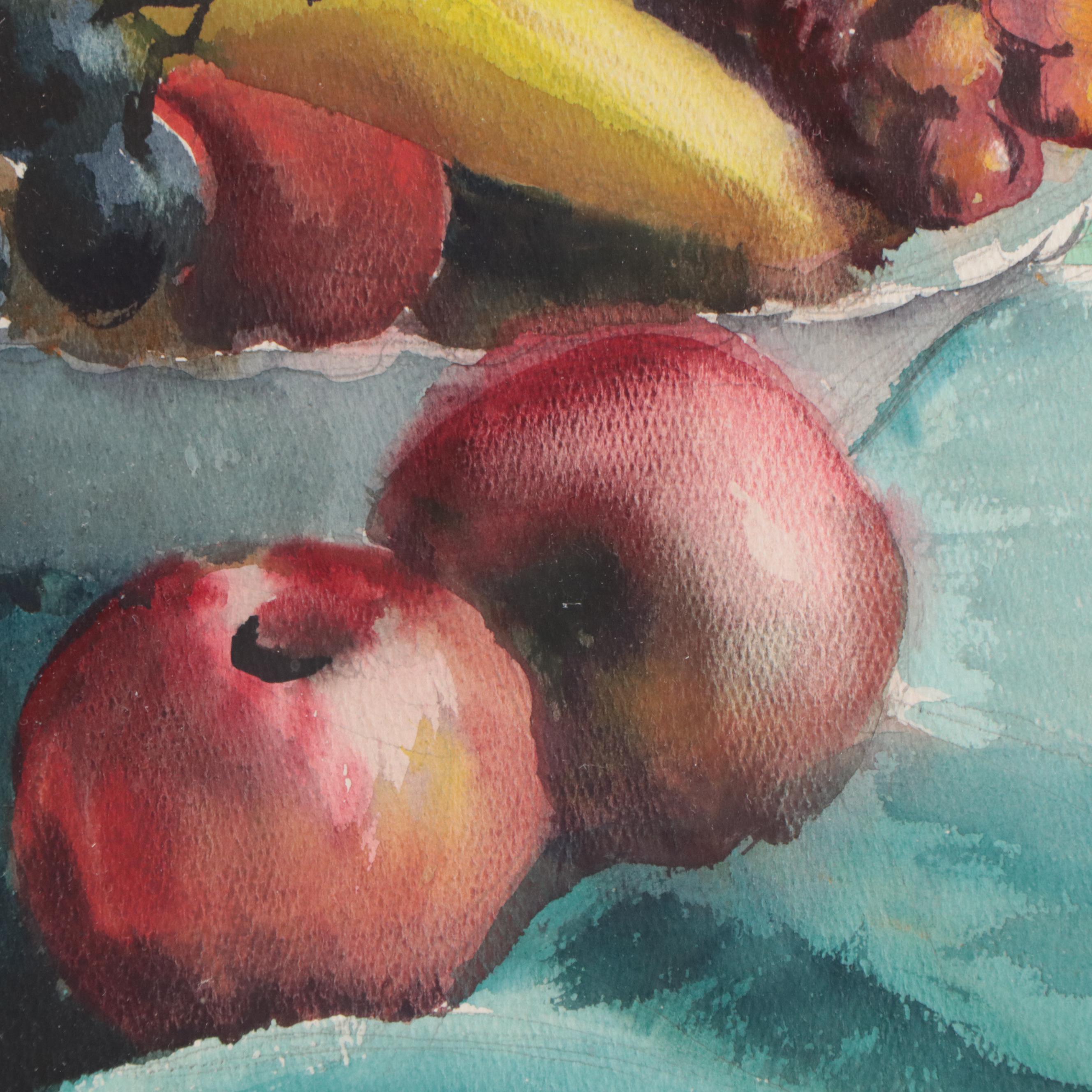 Pair of Still Life Watercolor Paintings, Mid 20th Century