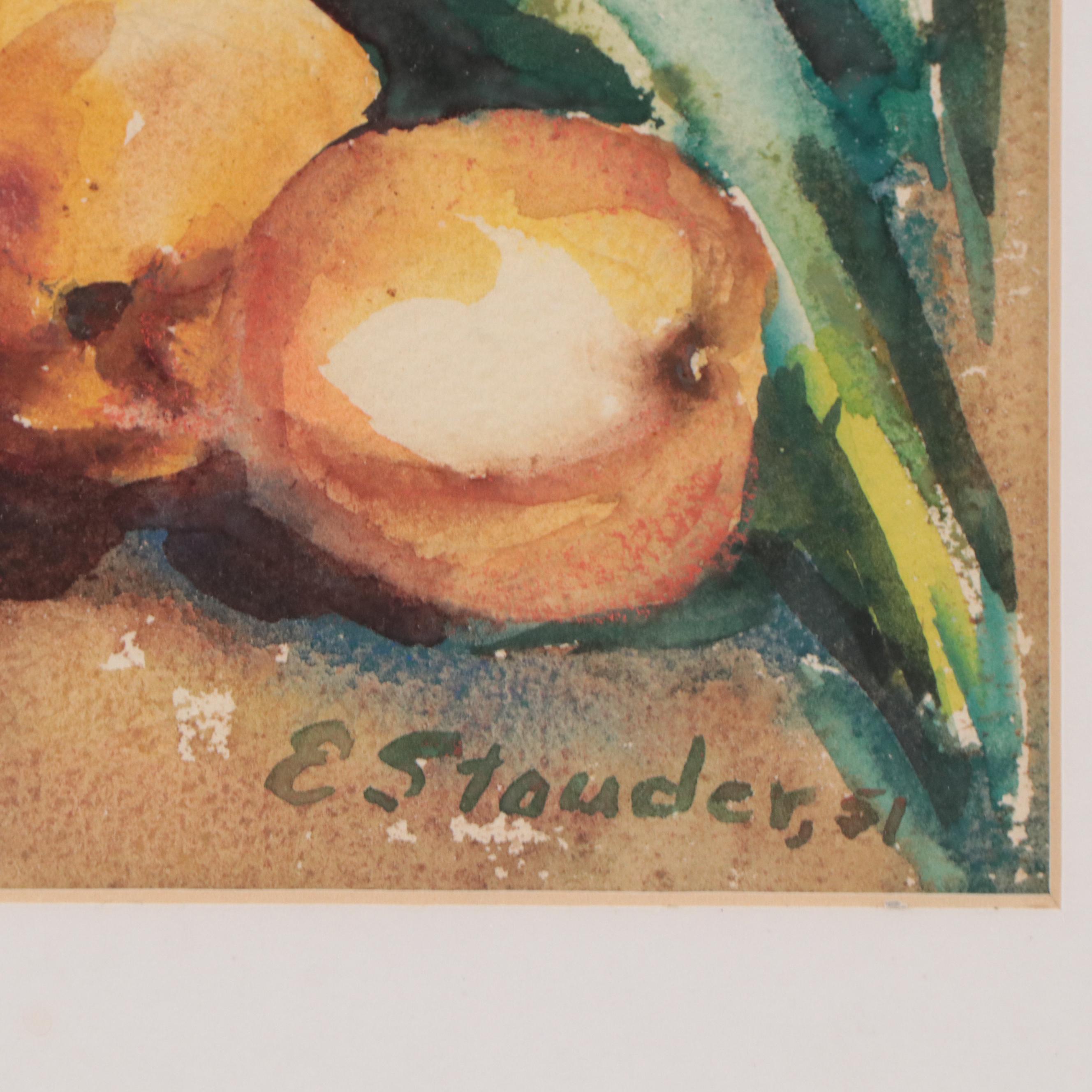 Pair of Still Life Watercolor Paintings, Mid 20th Century