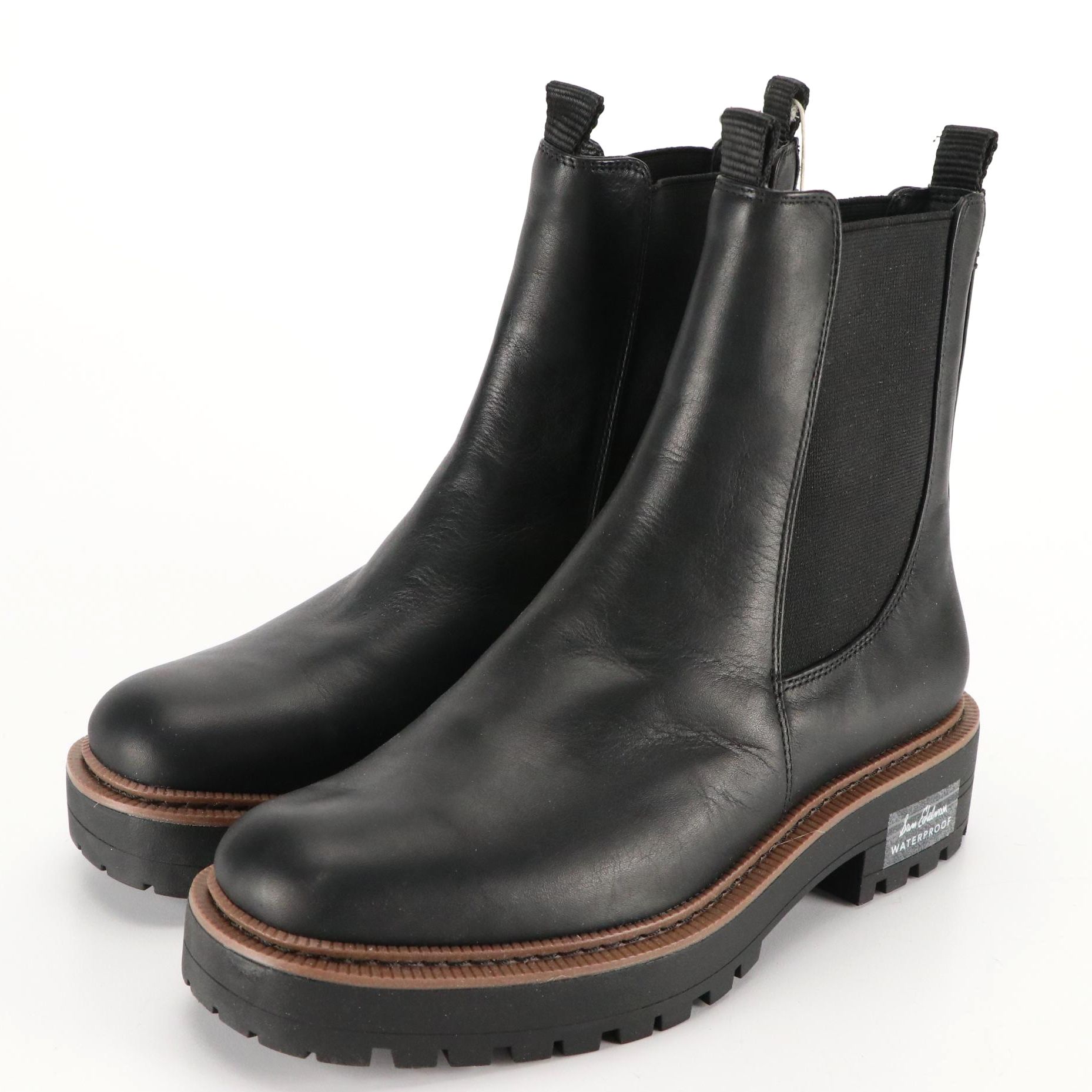 Sam Edelman Black Leather Waterproof Laguna Boots, New in Box