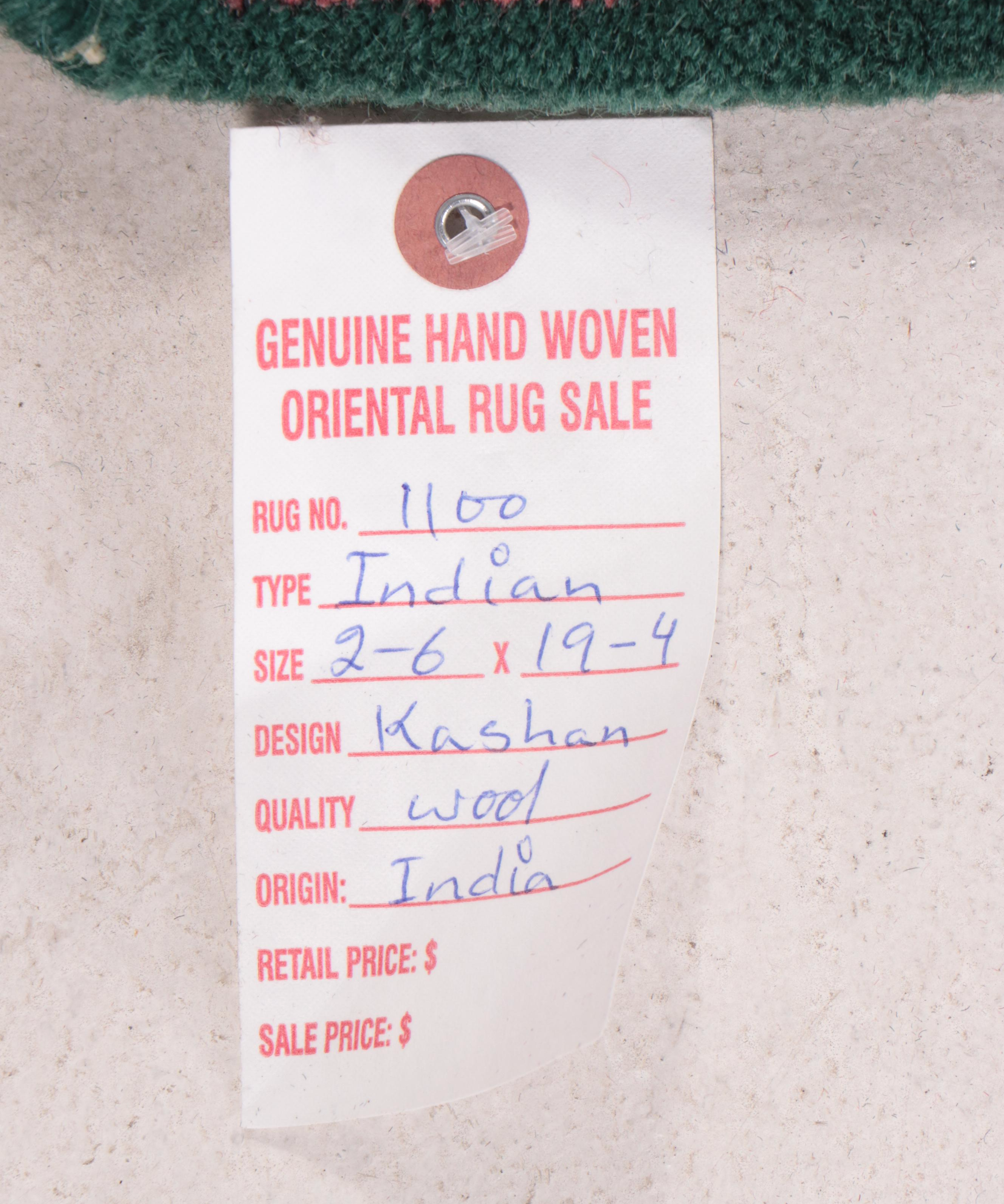 2'6 x 20'4 Hand-Knotted Indian Kashan Carpet Long Runner