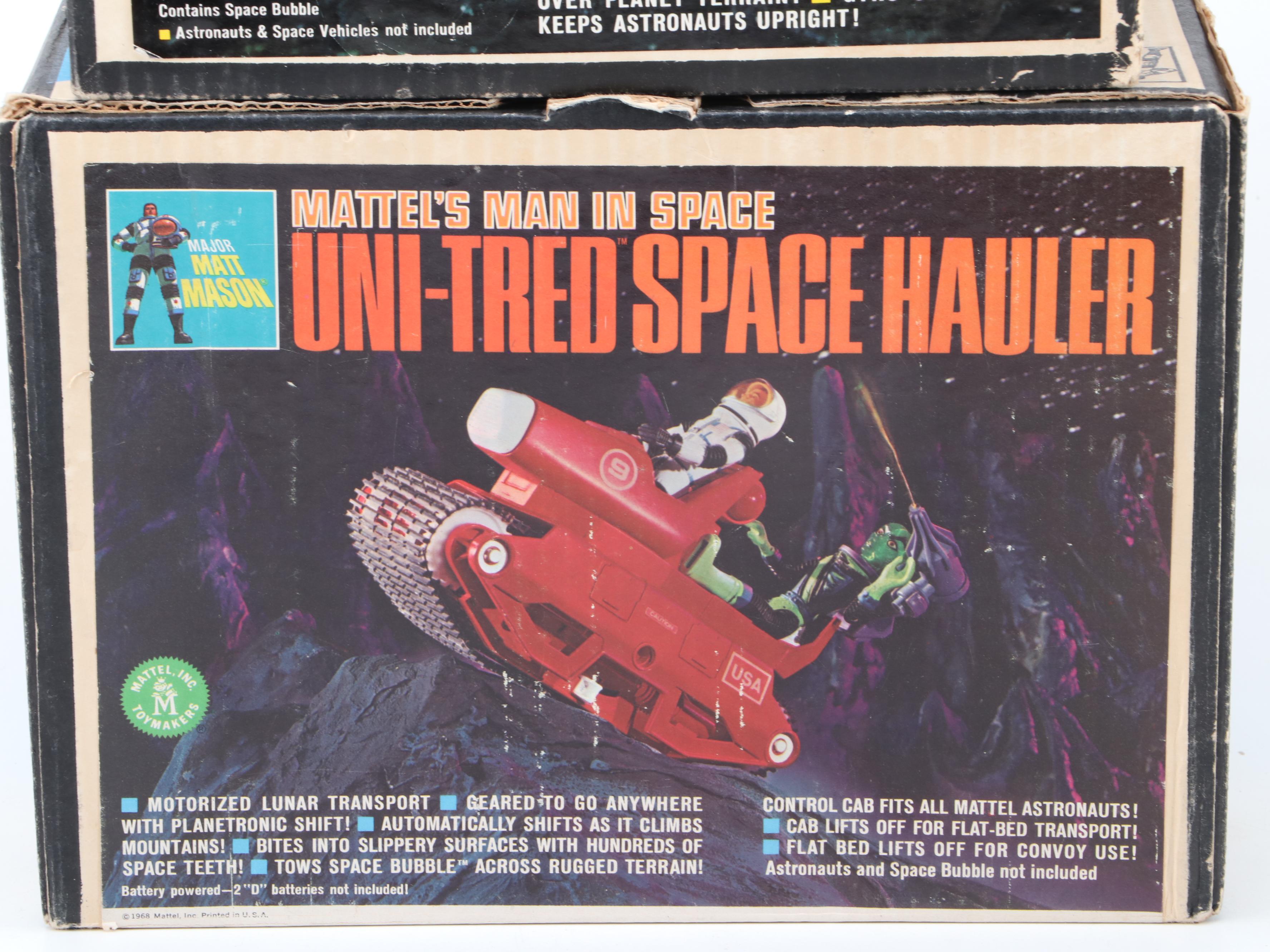 Mattel's Man In Space Action Figure, Space Bubble, and Uni-Tred Space Hauler