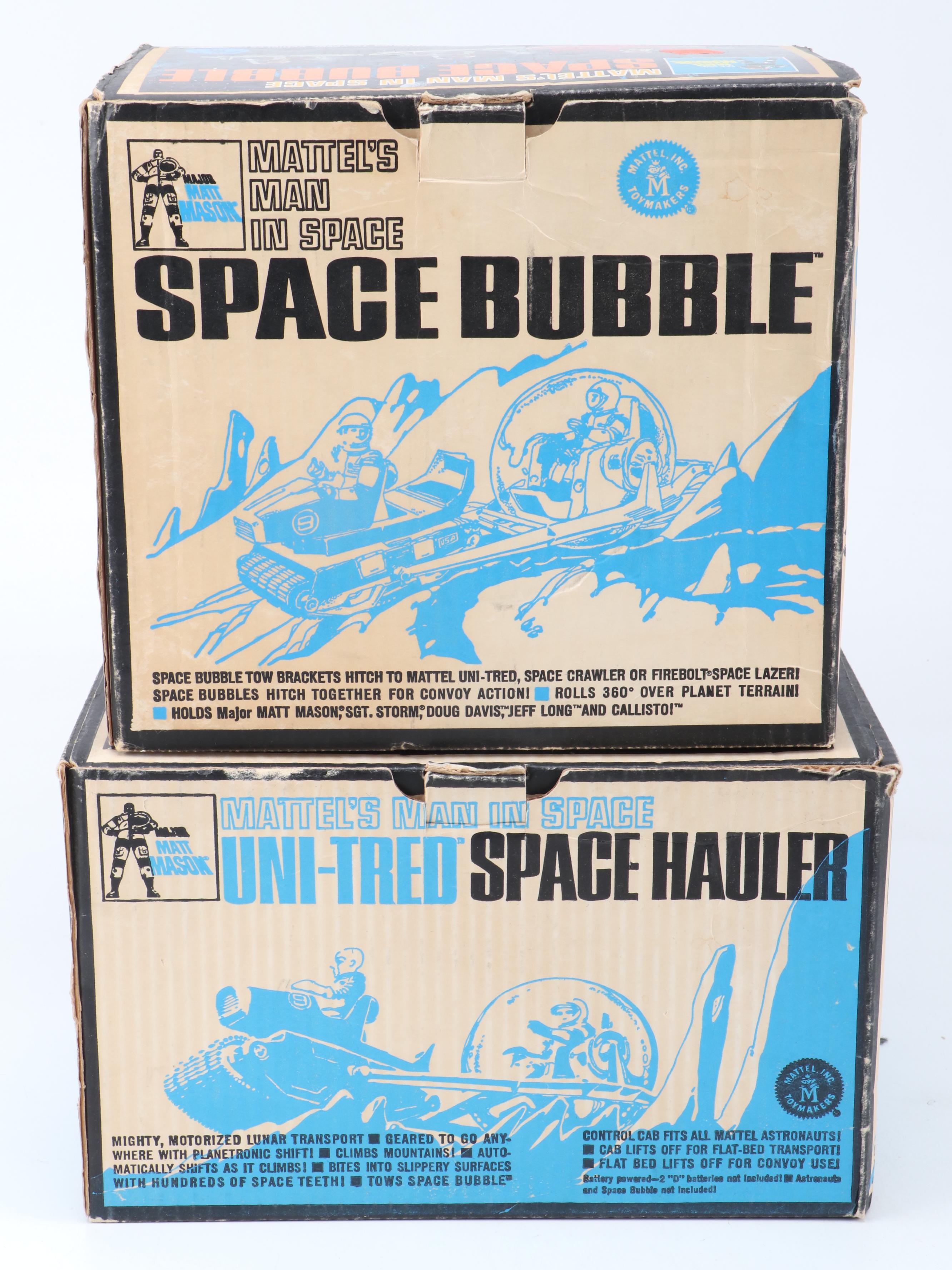 Mattel's Man In Space Action Figure, Space Bubble, and Uni-Tred Space Hauler
