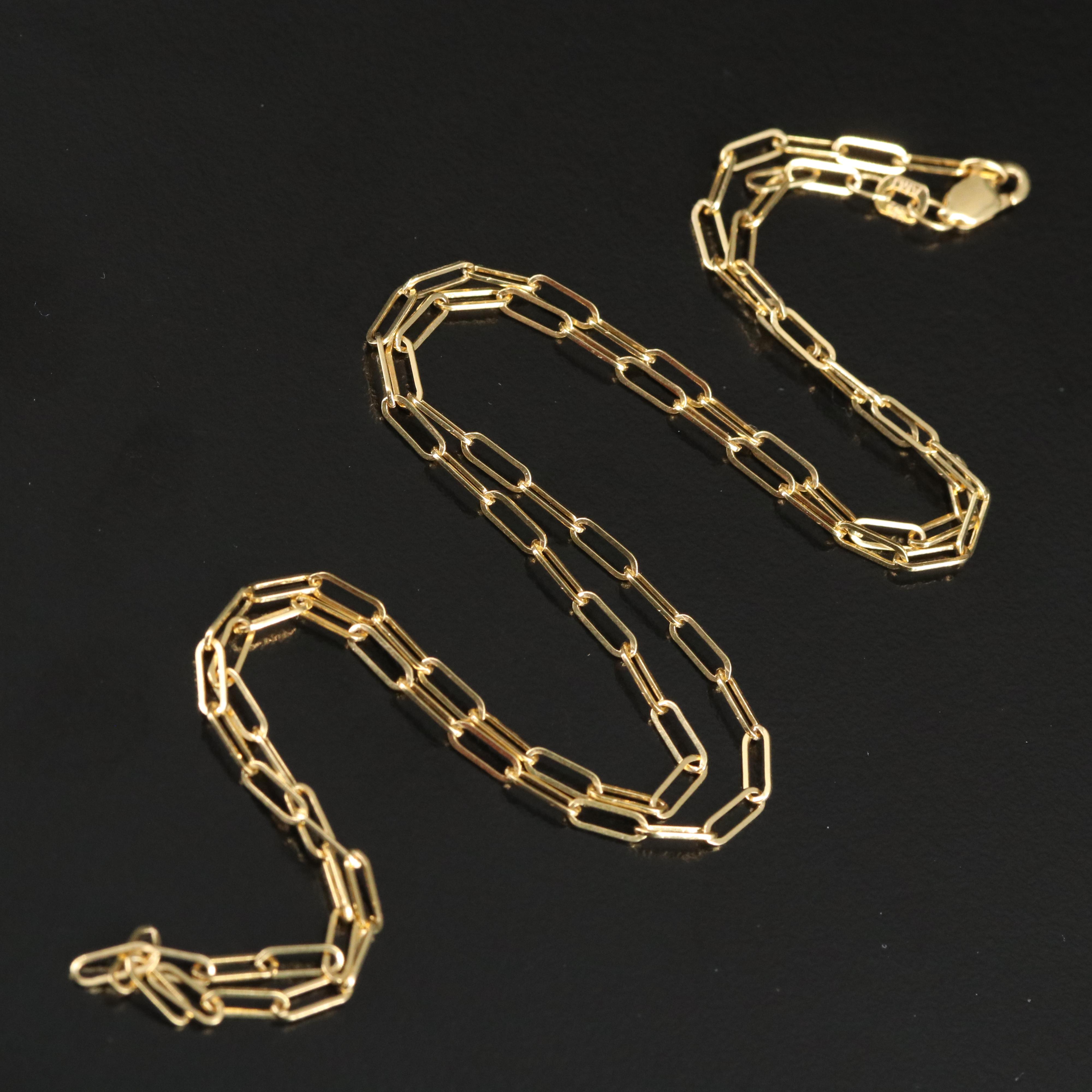 14K Paper Clip Chain Necklace EBTH