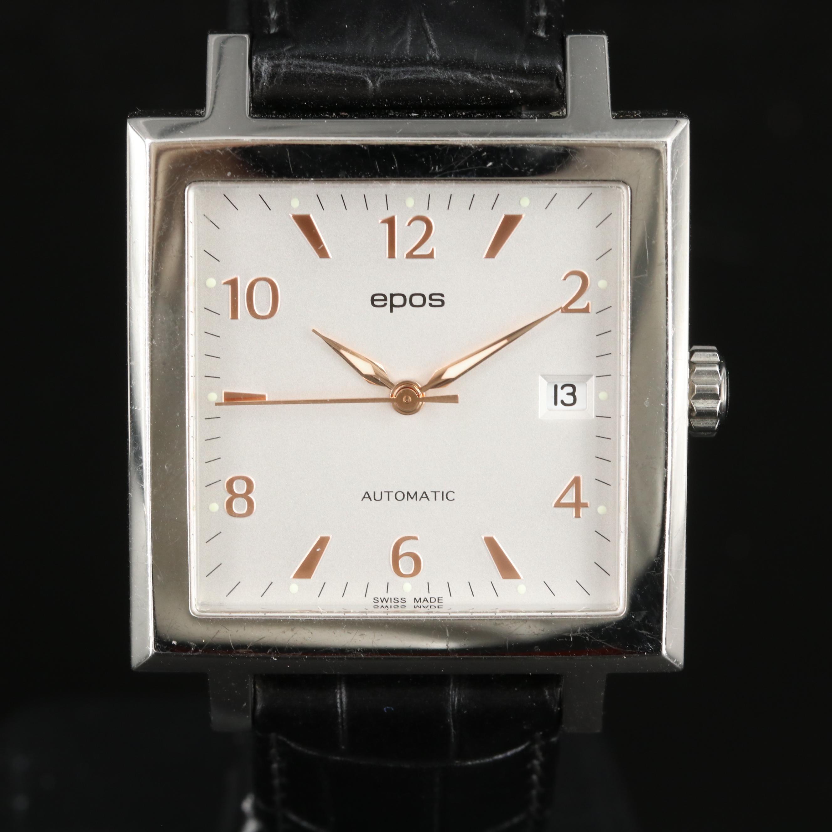 Epos Swiss-Made Square Automatic Stainless Steel Watch