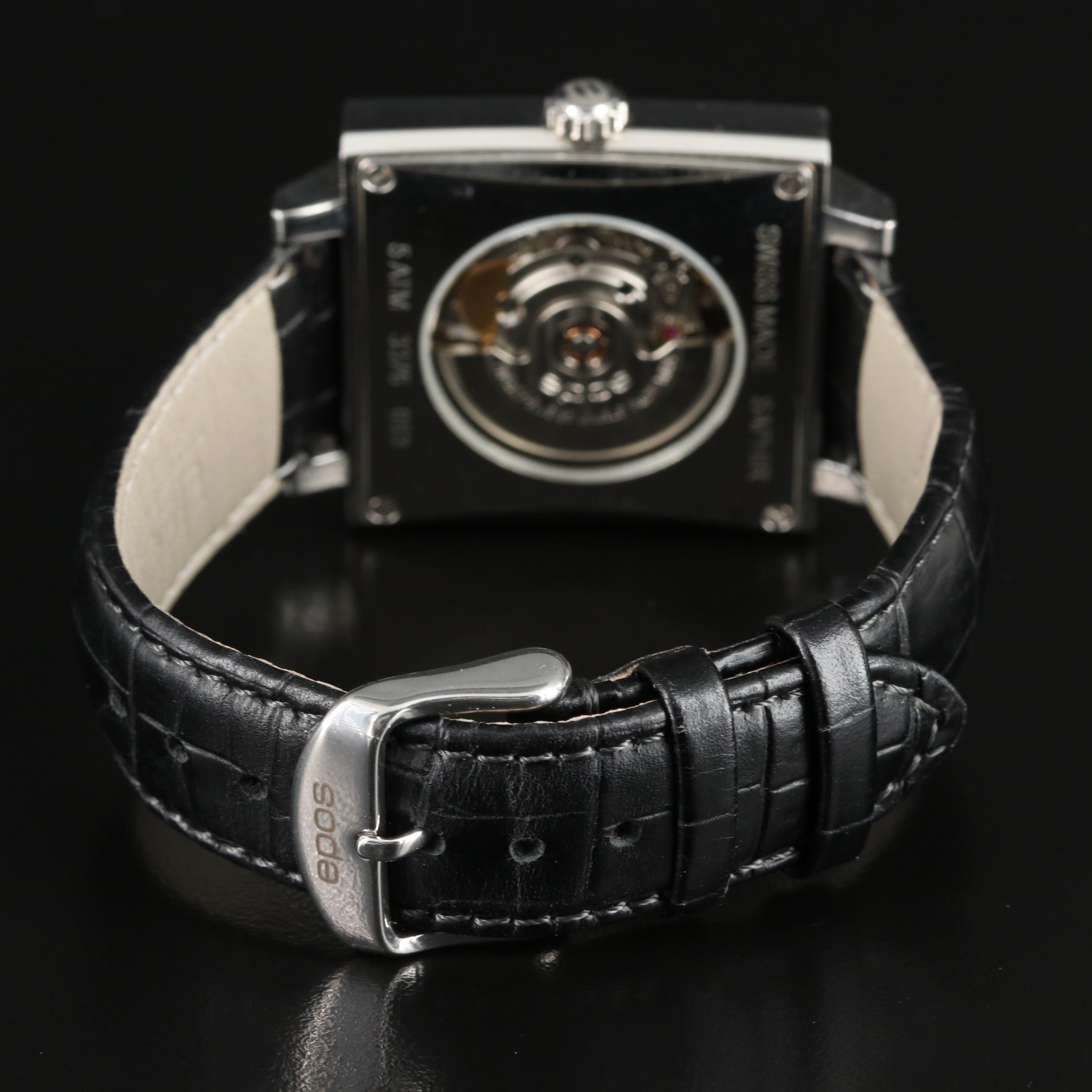 Epos Swiss-Made Square Automatic Stainless Steel Watch