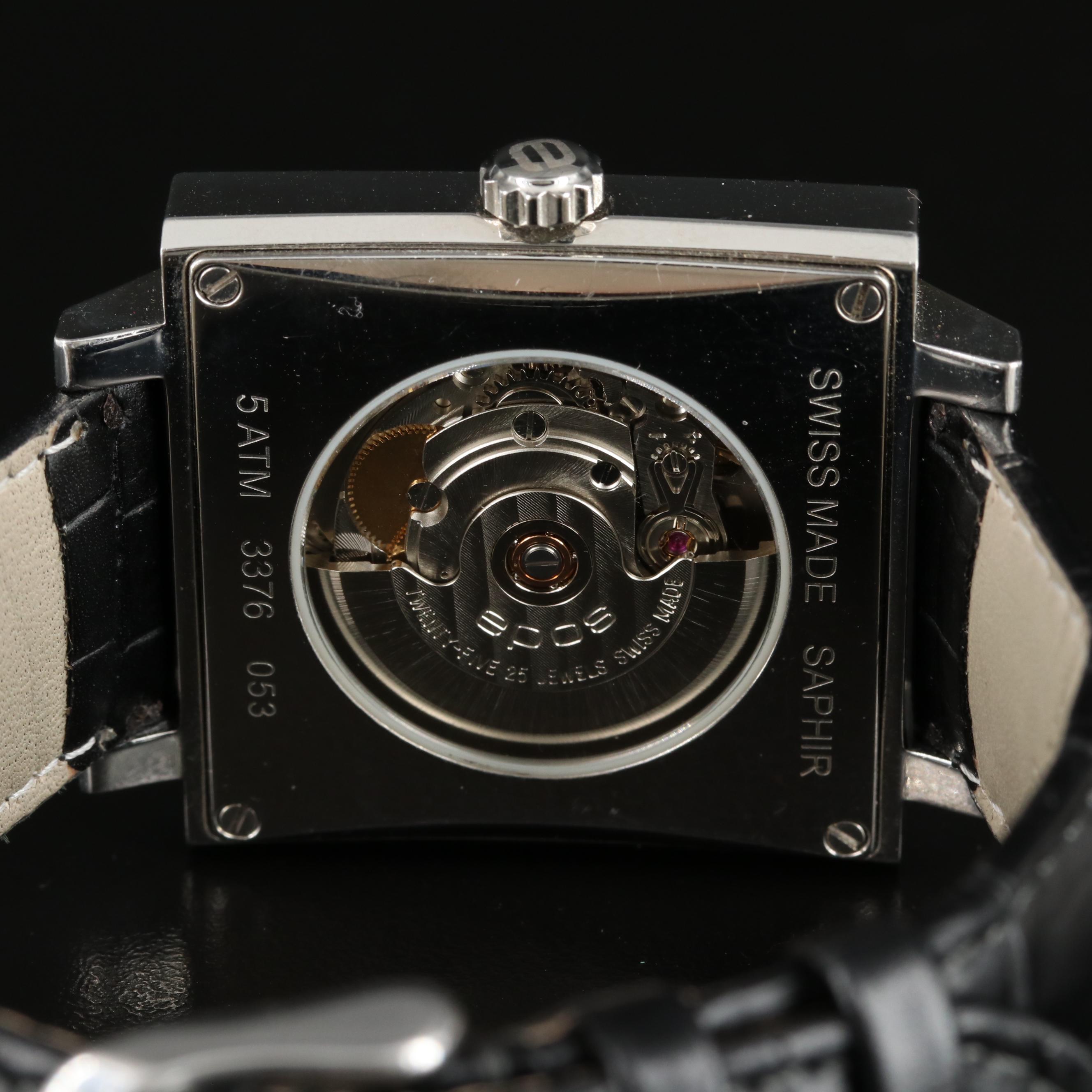 Epos Swiss-Made Square Automatic Stainless Steel Watch