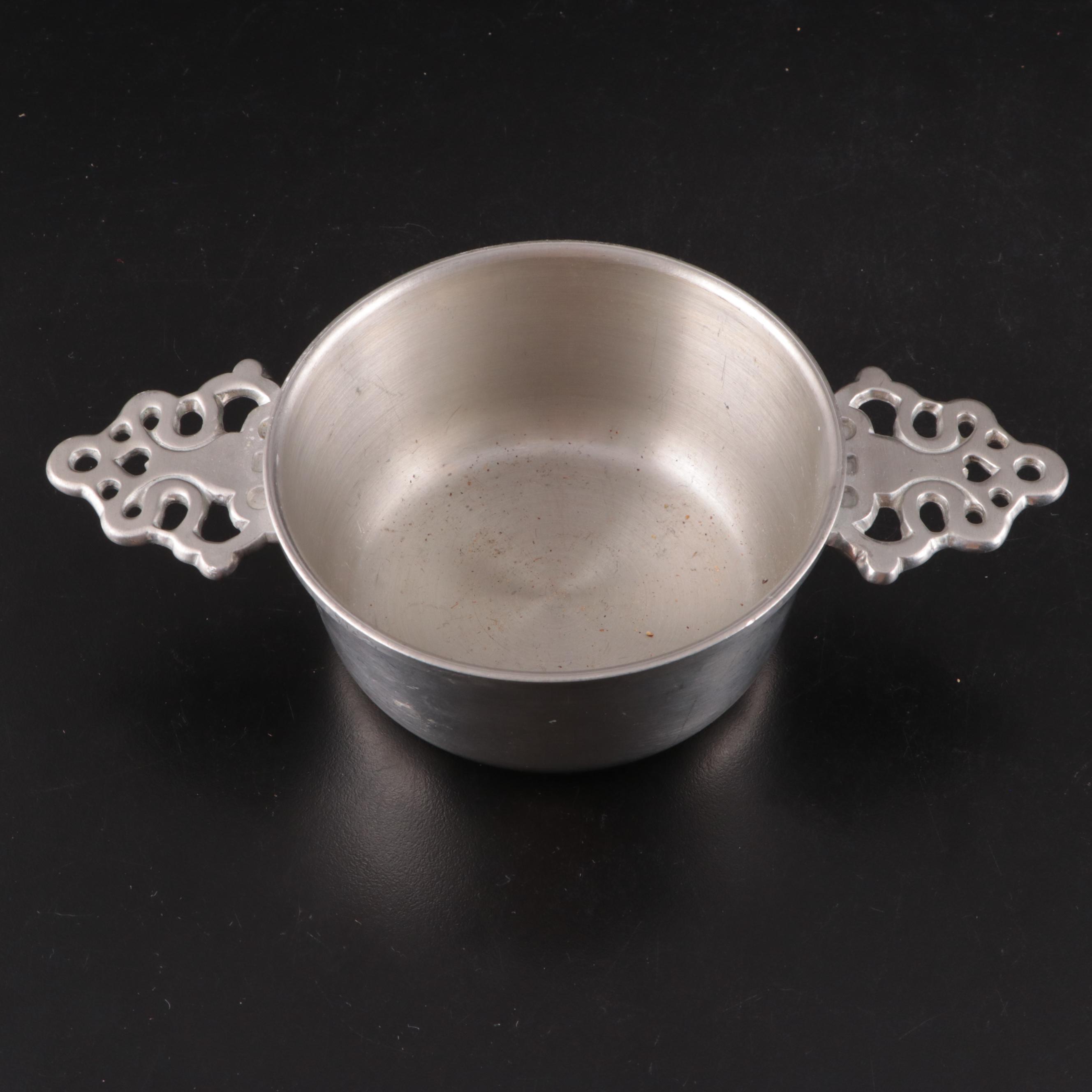 Candlestick Form Brass Table Lamp, Woodbury Pewter Porringer, and More