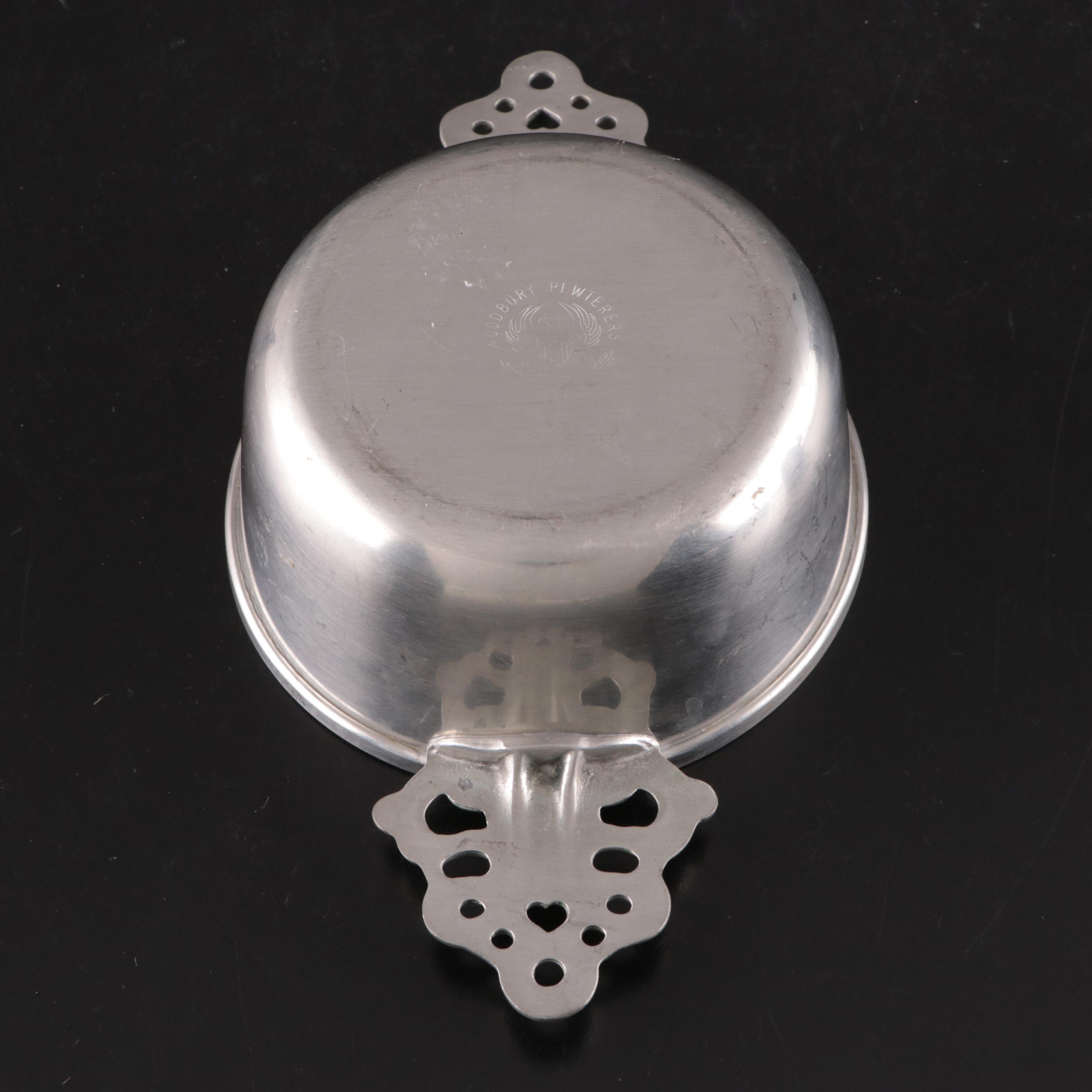 Candlestick Form Brass Table Lamp, Woodbury Pewter Porringer, and More