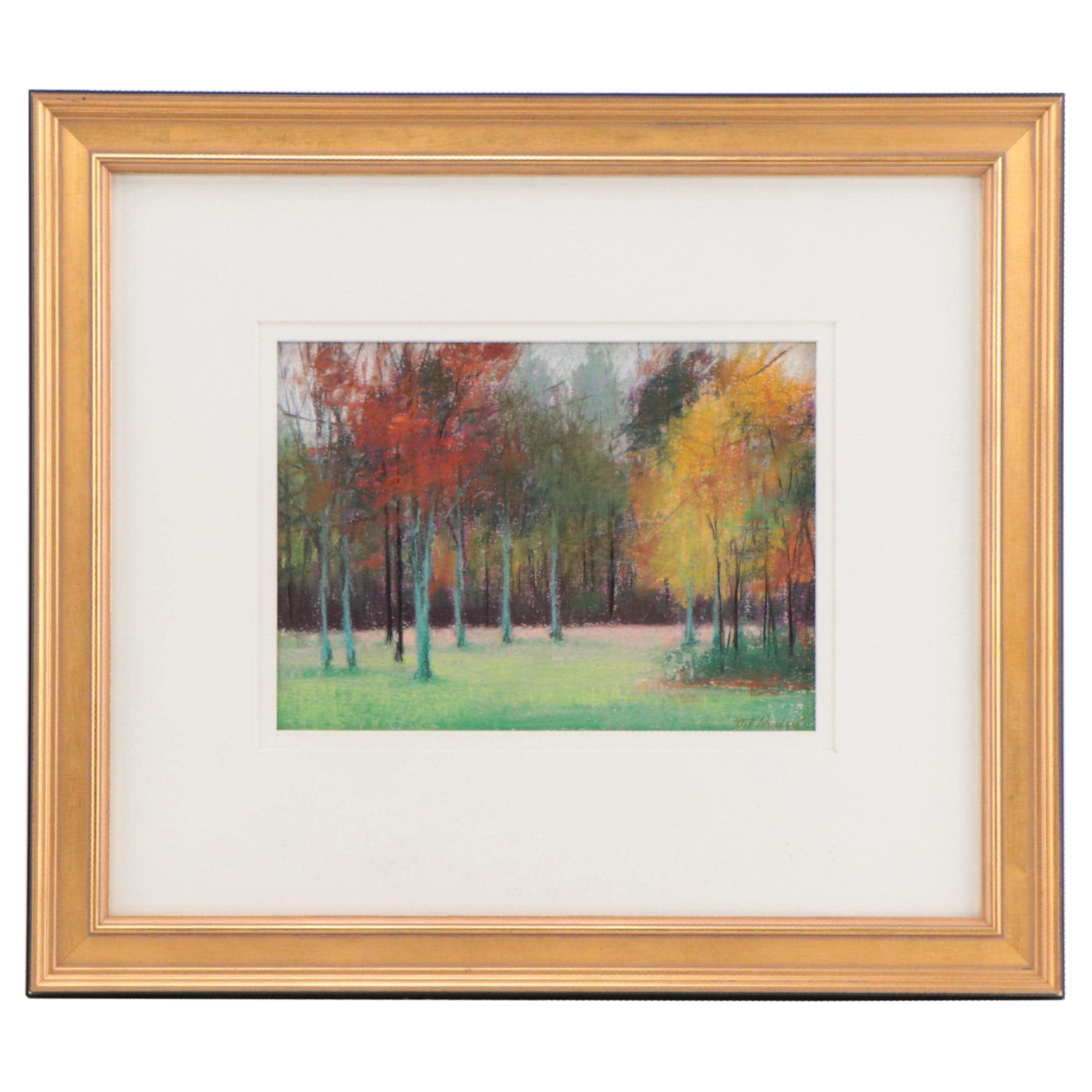M. Katherine Hurley Pastel Drawing of Autumn Landscape