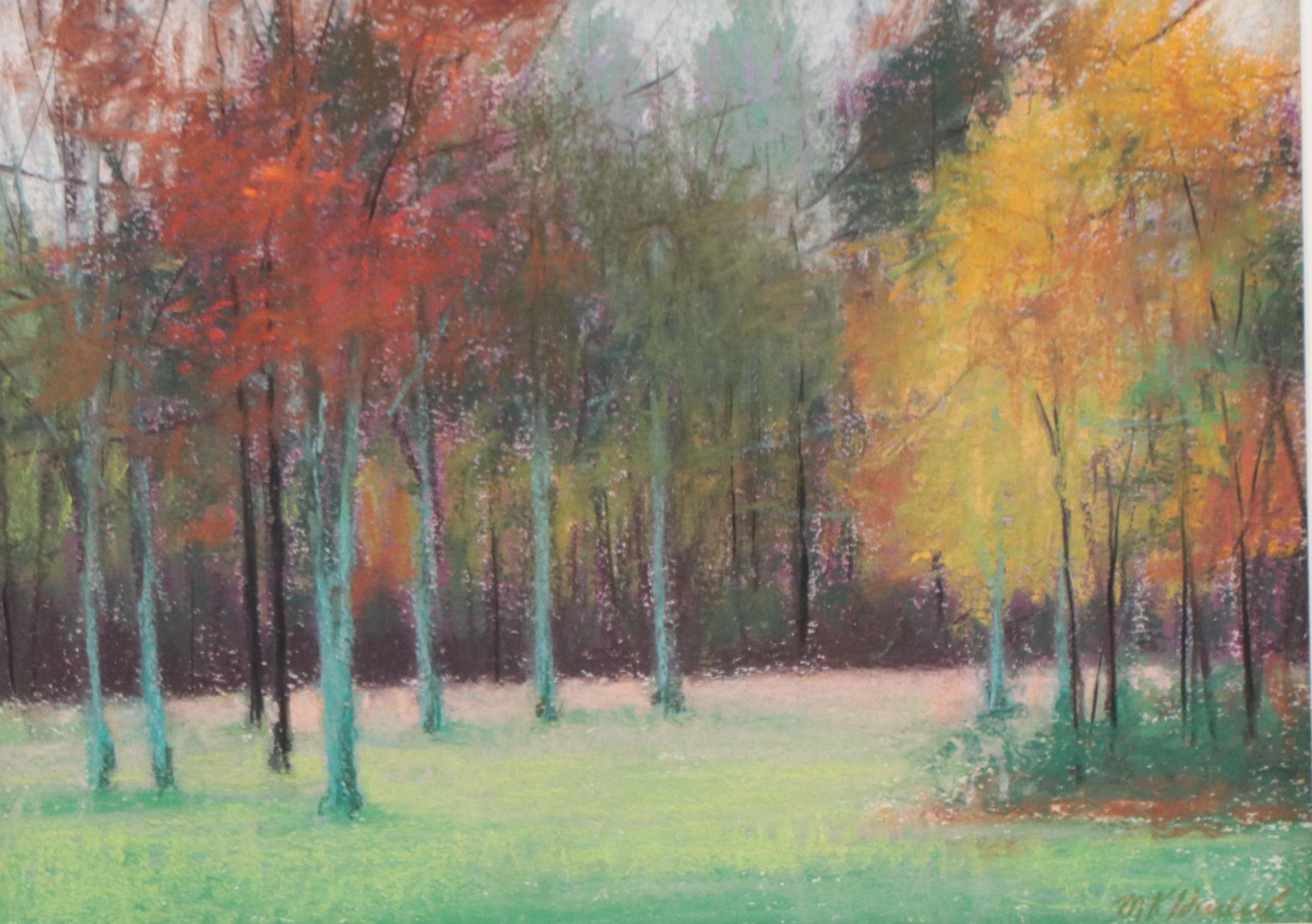M. Katherine Hurley Pastel Drawing of Autumn Landscape