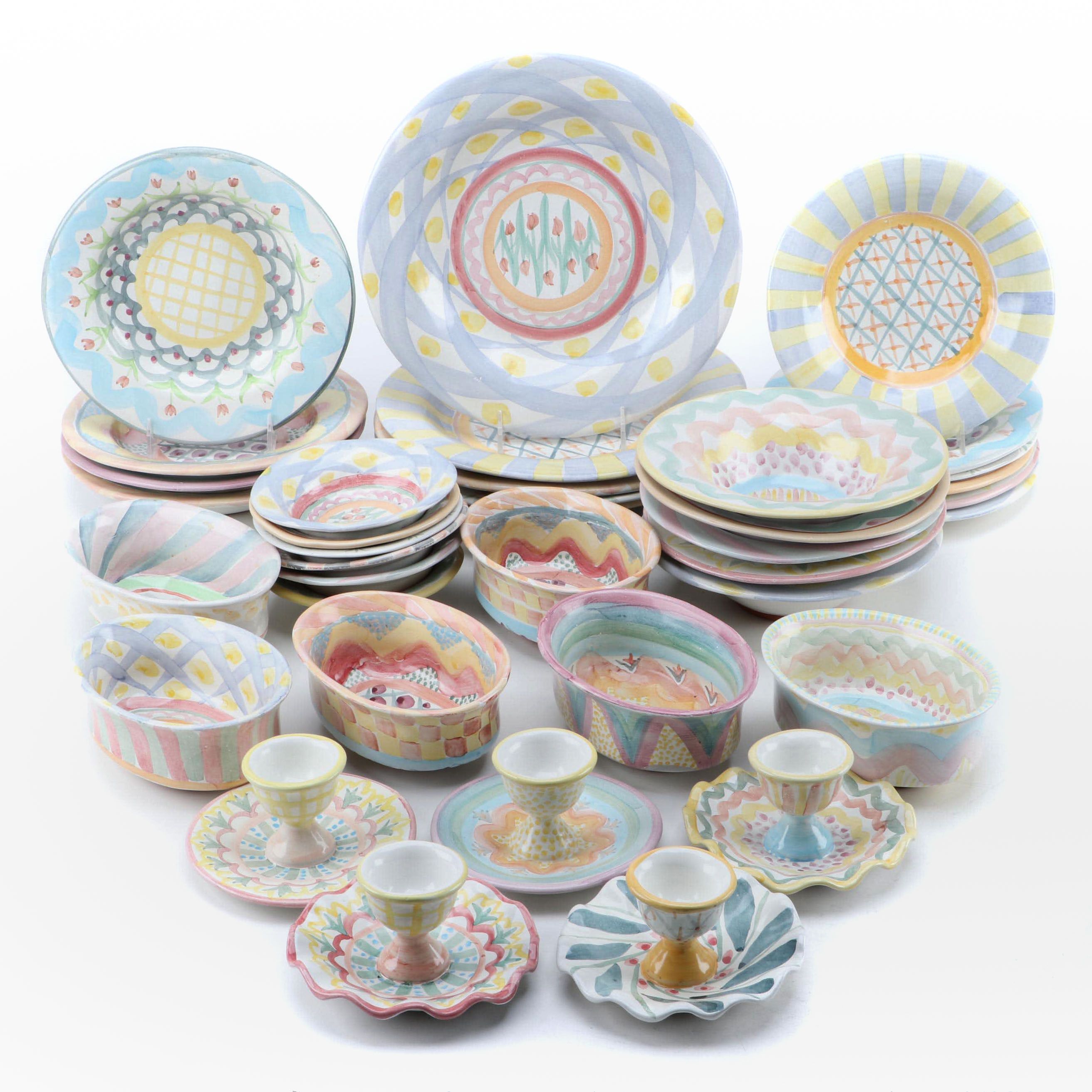 Mackenzie-Childs "Keukenhof" Glazed Terracotta Chowder Bowls and Other Tableware