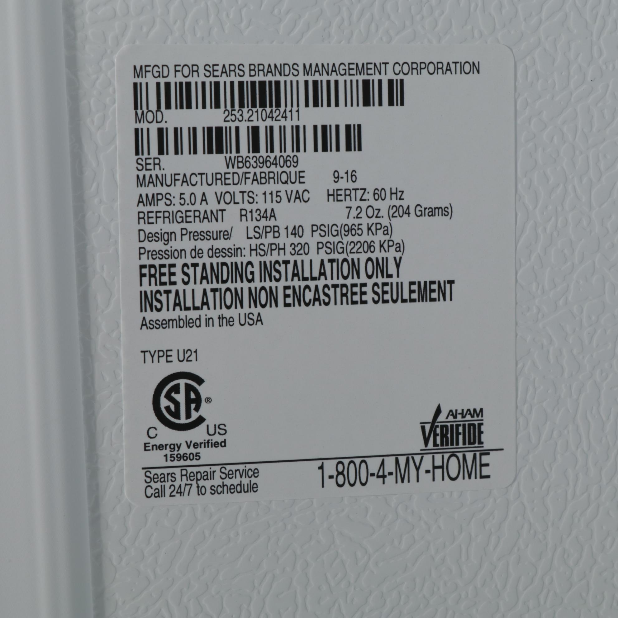 Kenmore Upright Freezer