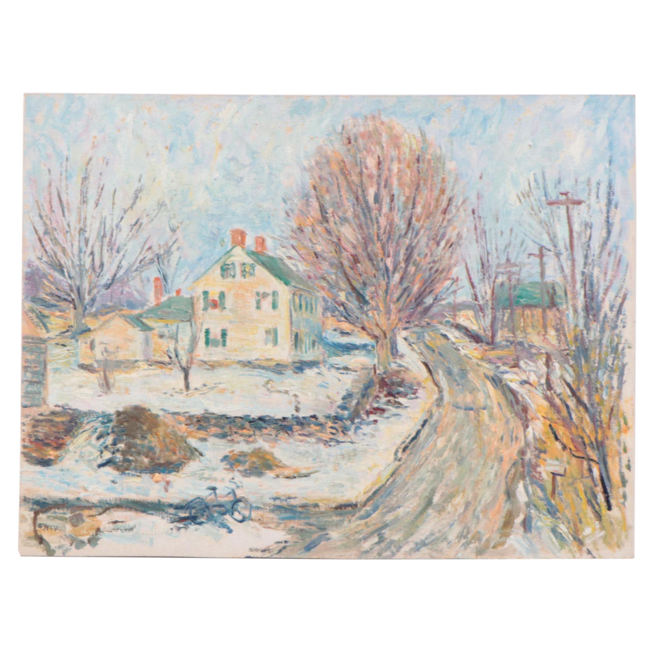 Oil Painting of a Winter Landscape