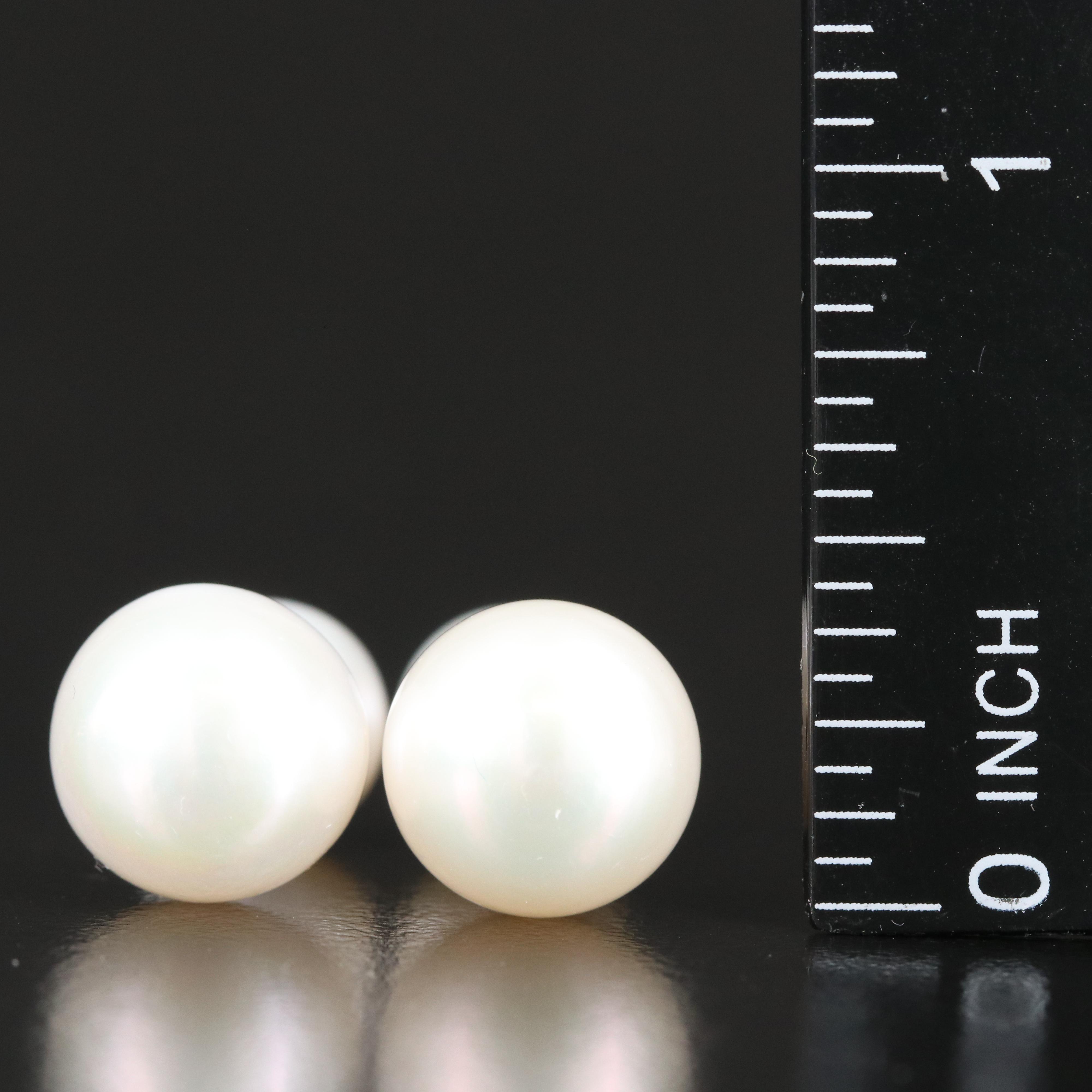 14K Pearl Front-Back Stud Earrings