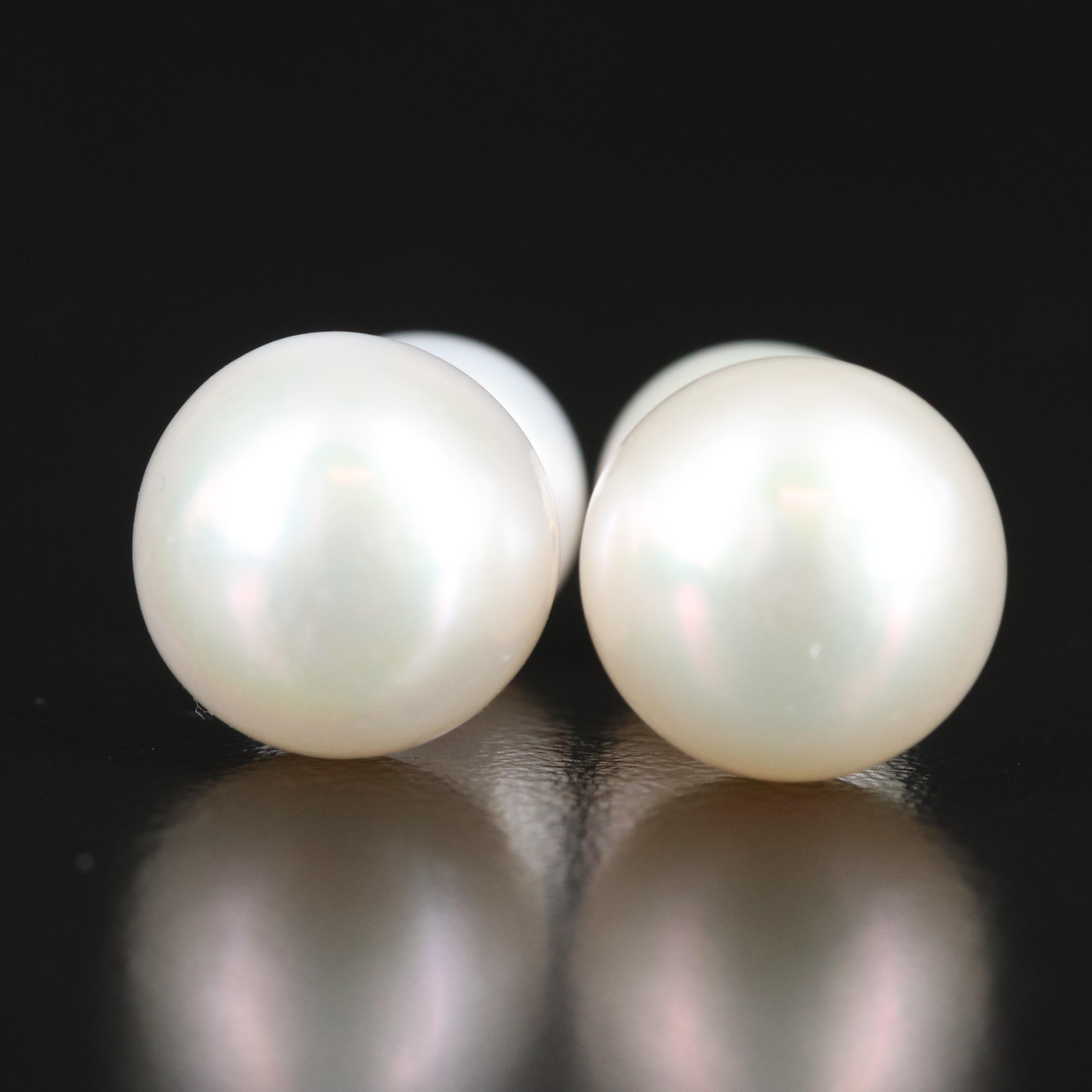 14K Pearl Front-Back Stud Earrings