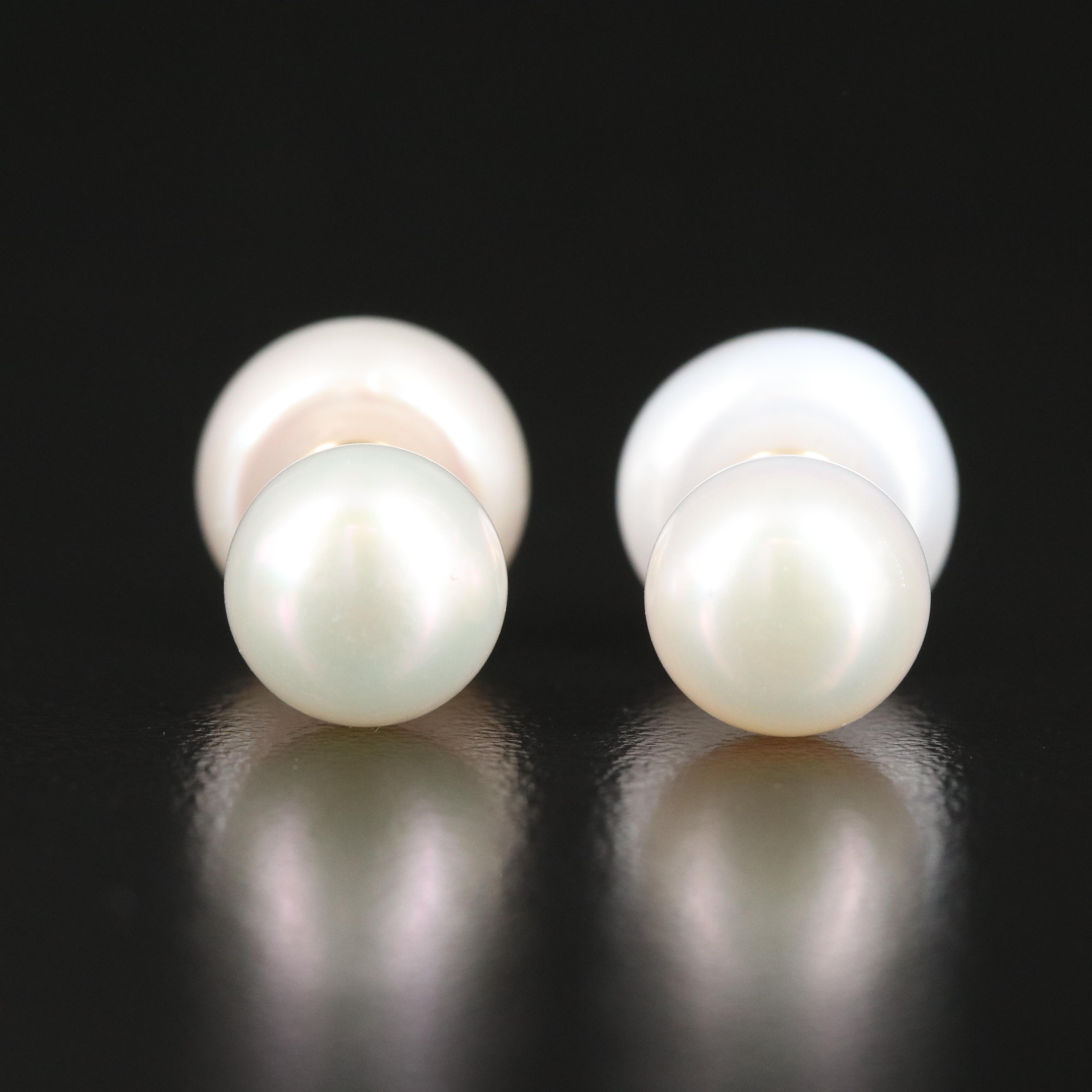 14K Pearl Front-Back Stud Earrings