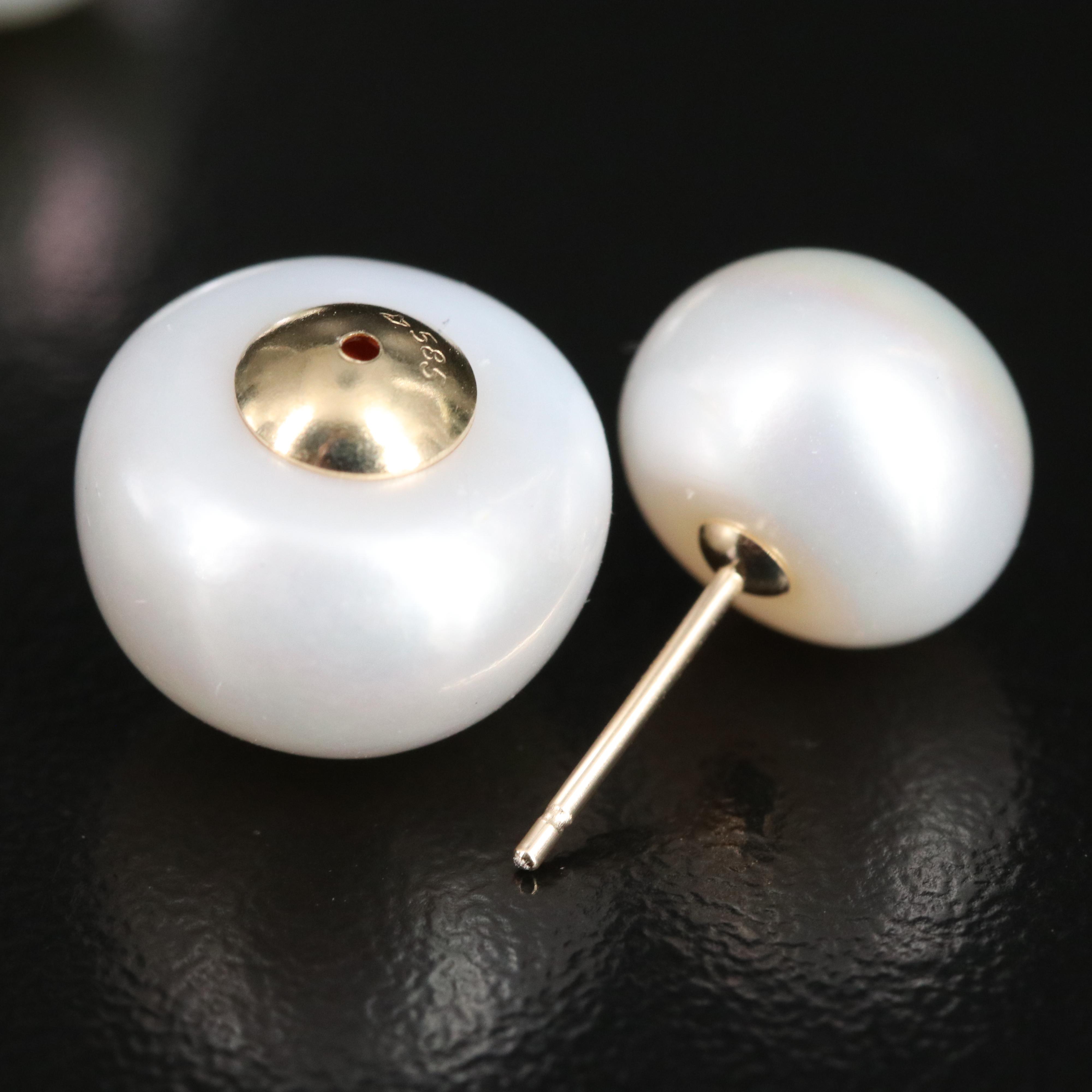 14K Pearl Front-Back Stud Earrings