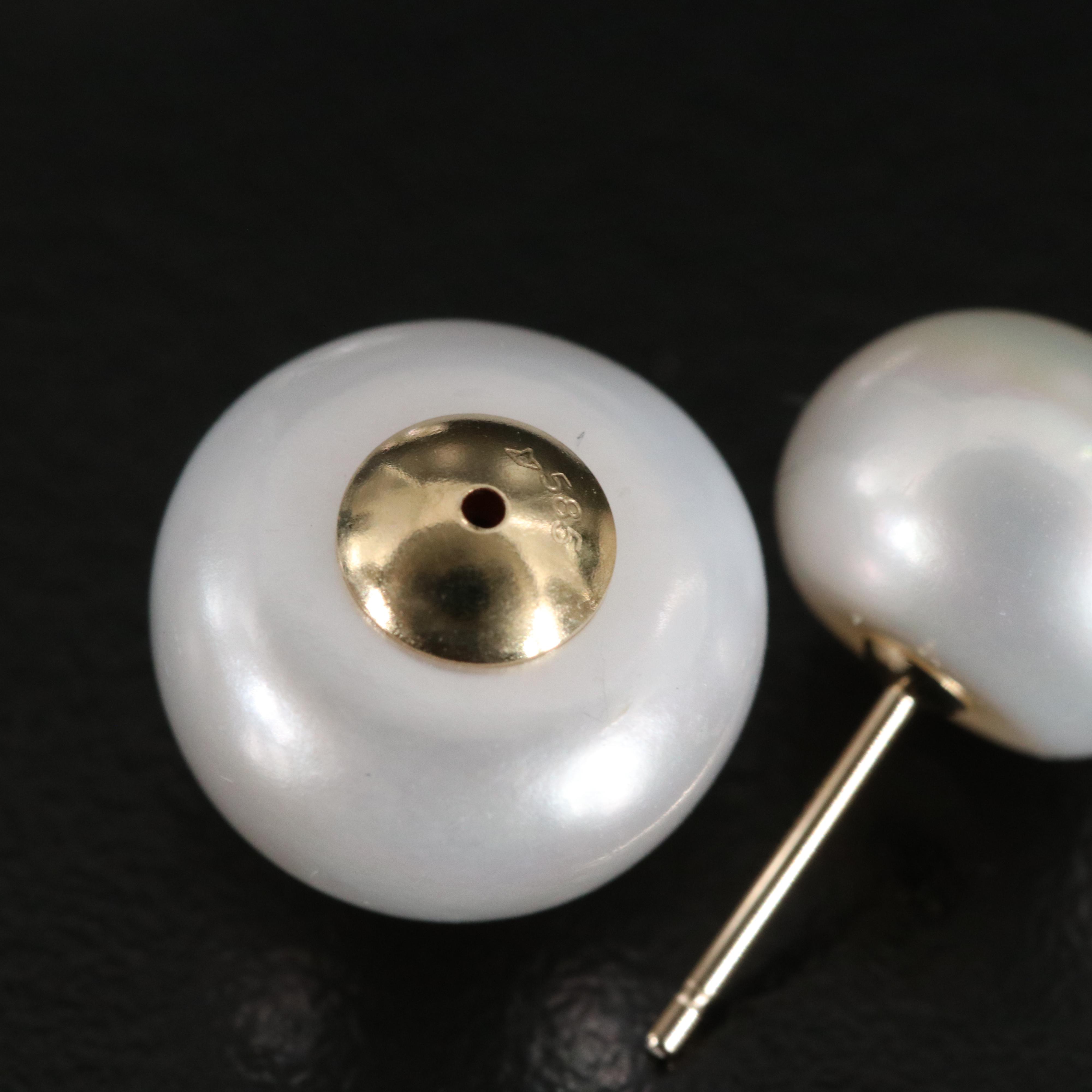 14K Pearl Front-Back Stud Earrings