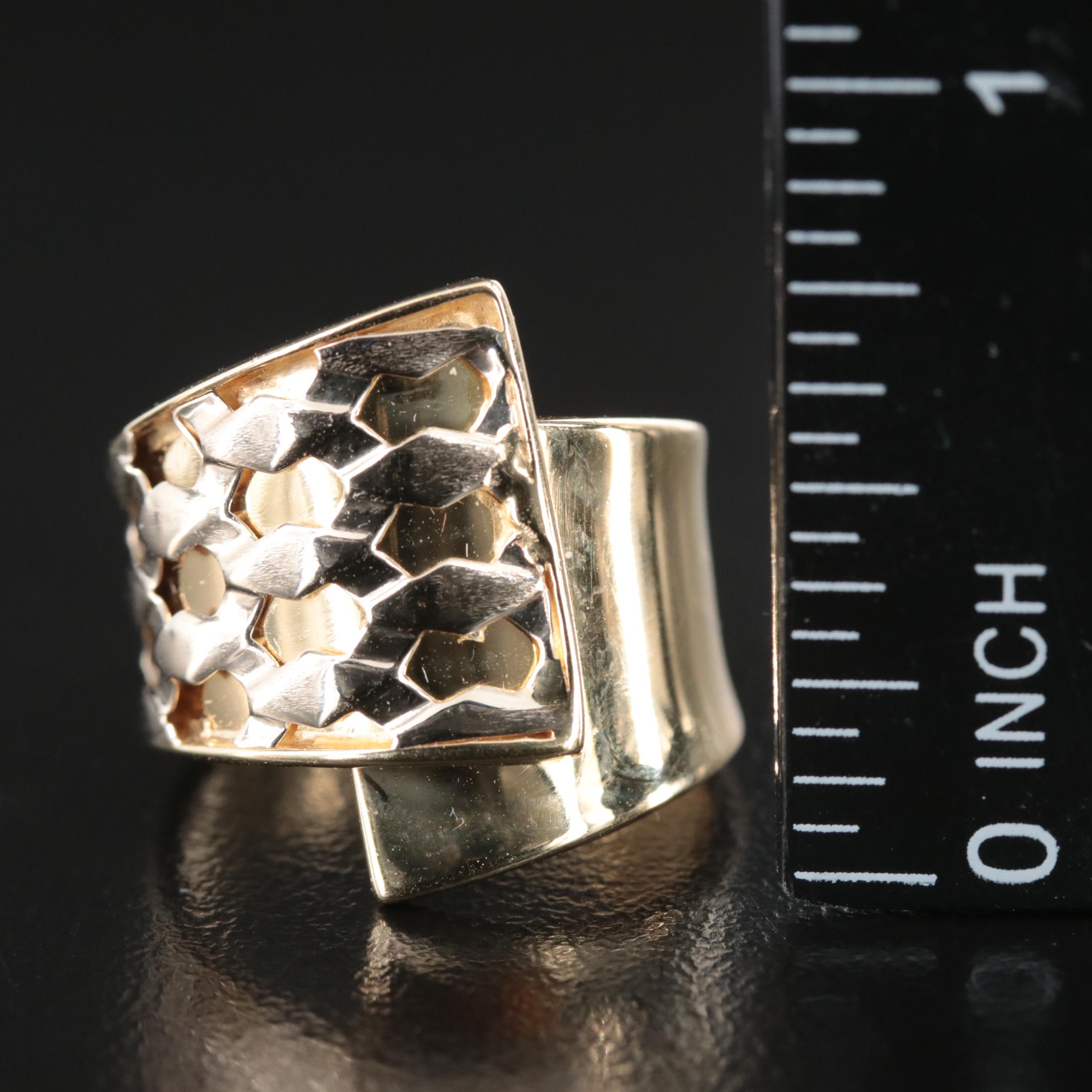 Italian 18K Wrap Ring with Lattice Design