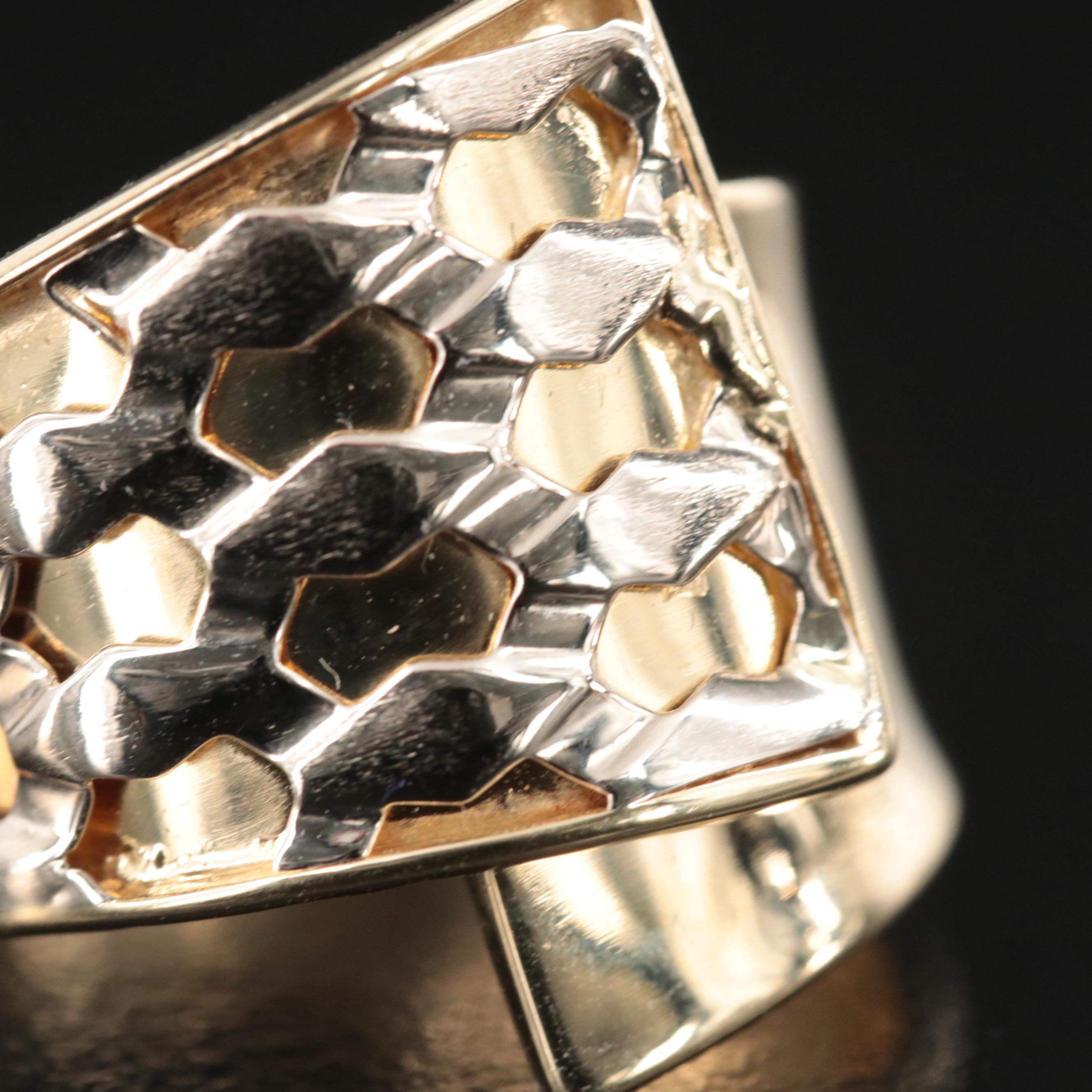 Italian 18K Wrap Ring with Lattice Design