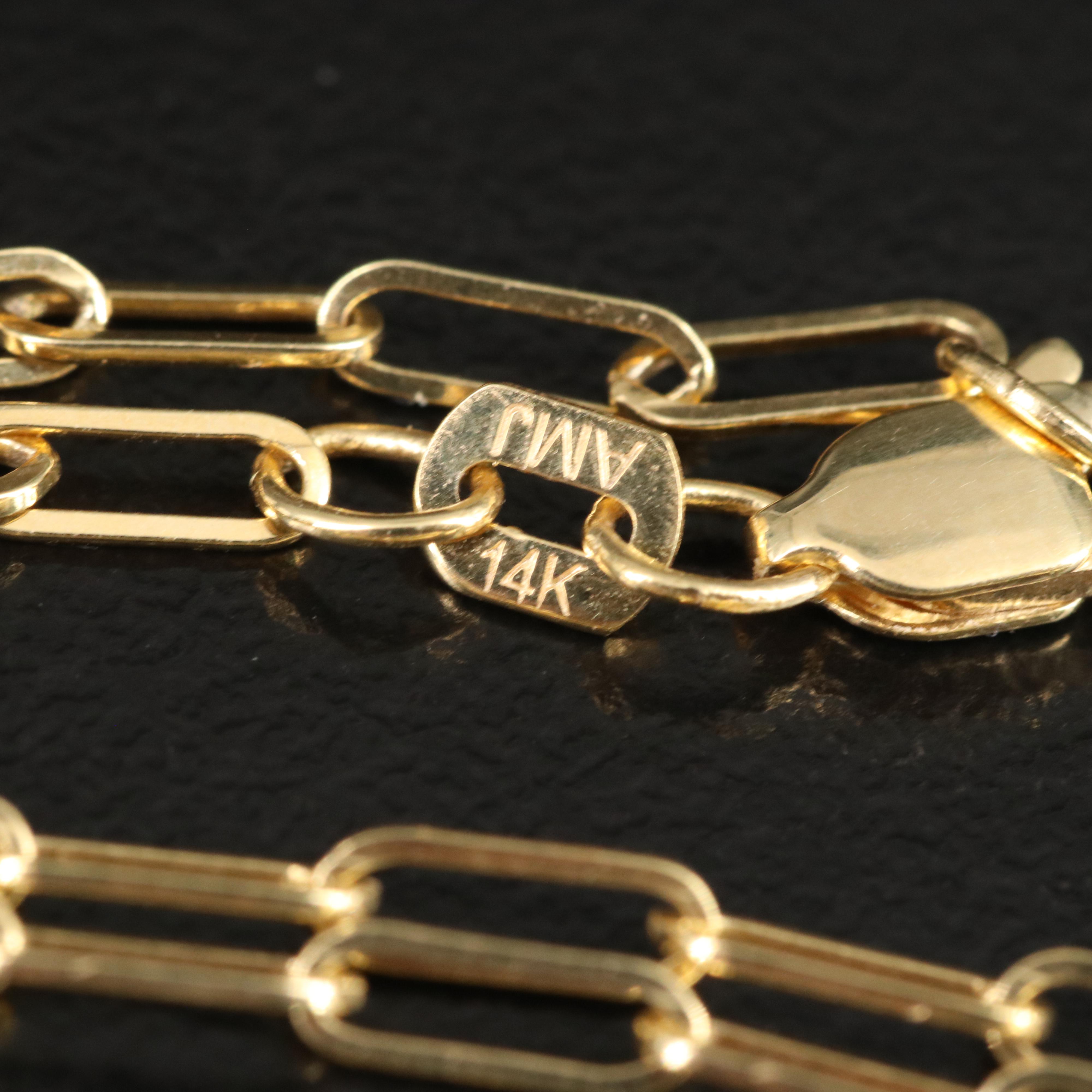 14K Paper Clip Chain Necklace