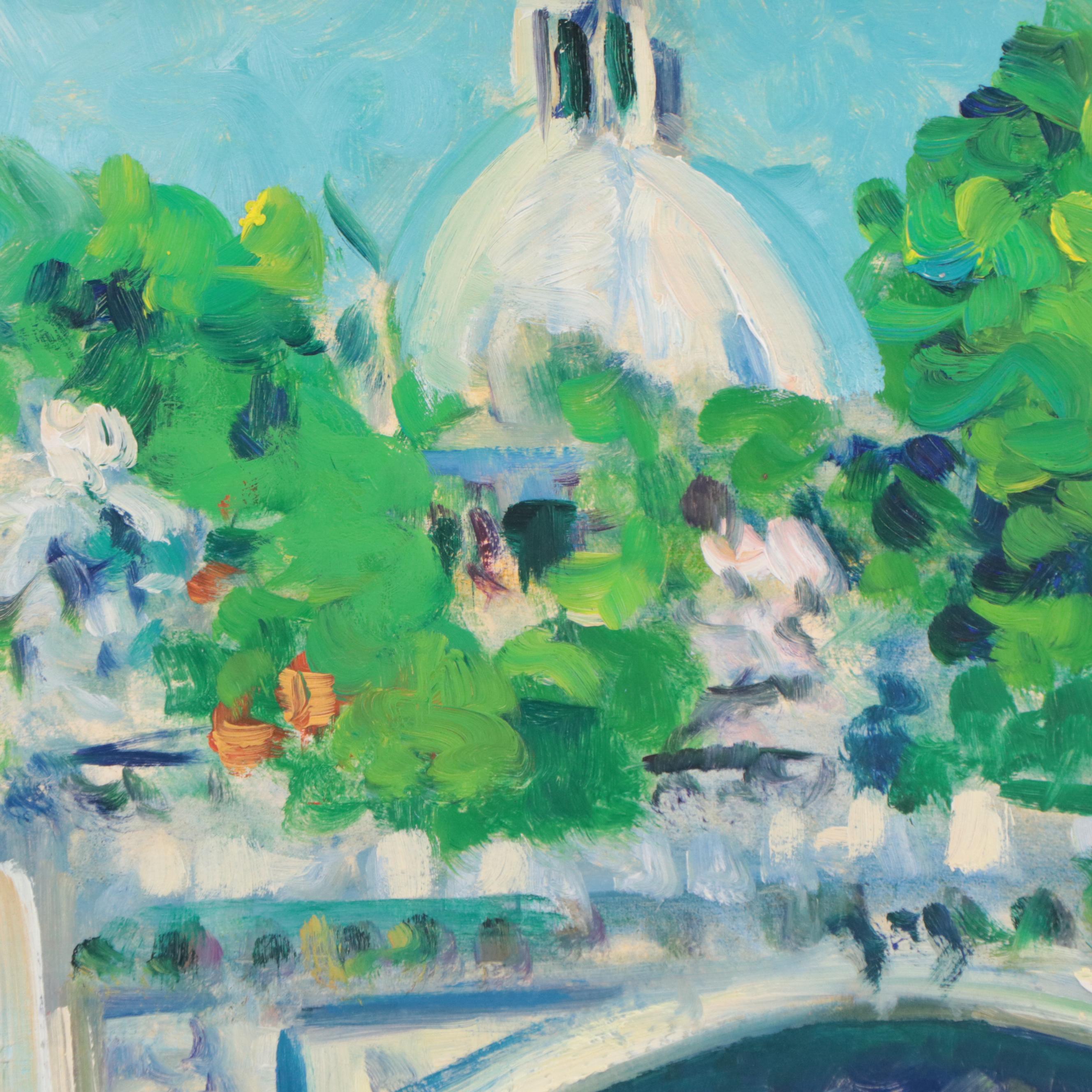 Ira Goldberg Italian Cityscape Oil Painting "The Tiber at Sunset"