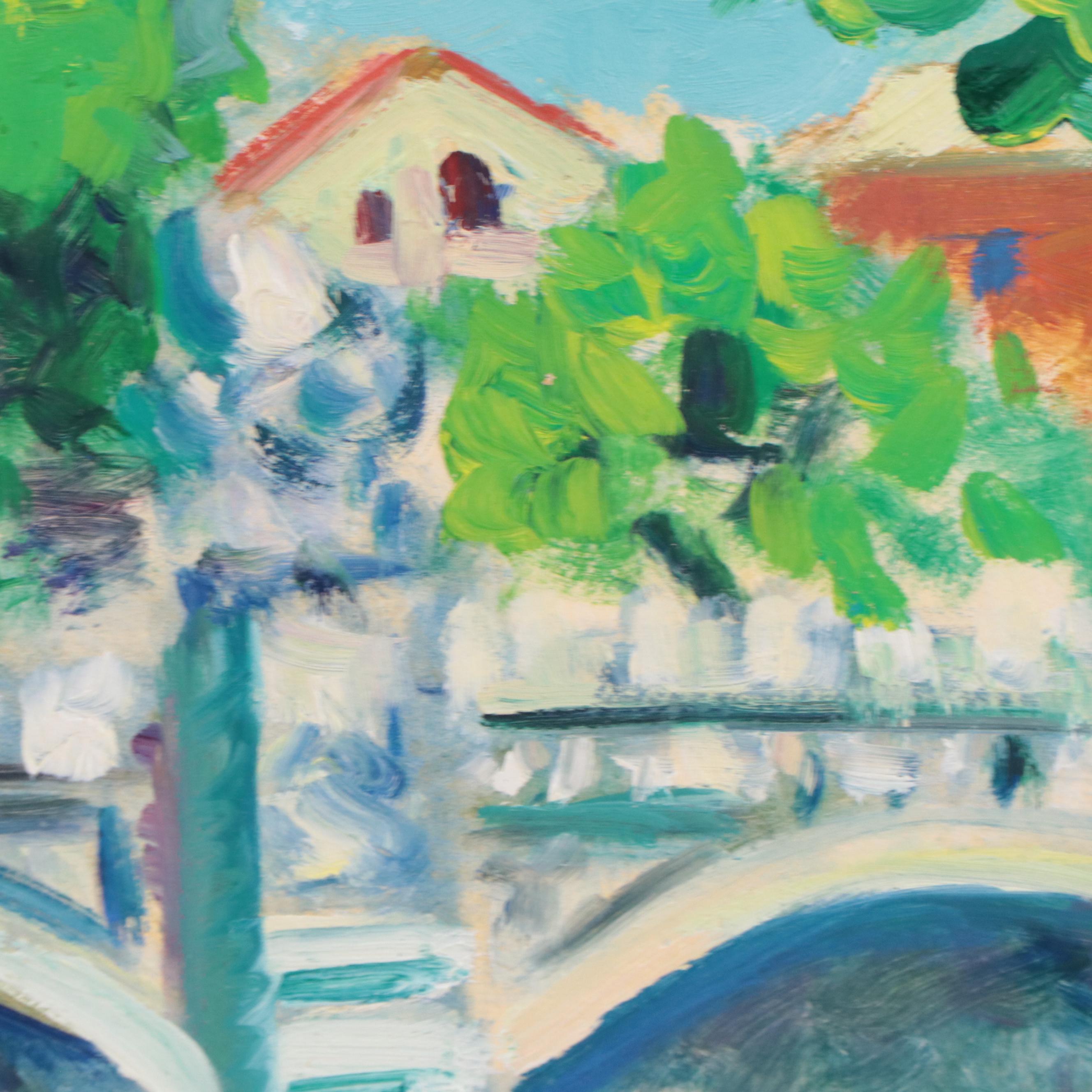 Ira Goldberg Italian Cityscape Oil Painting "The Tiber at Sunset"