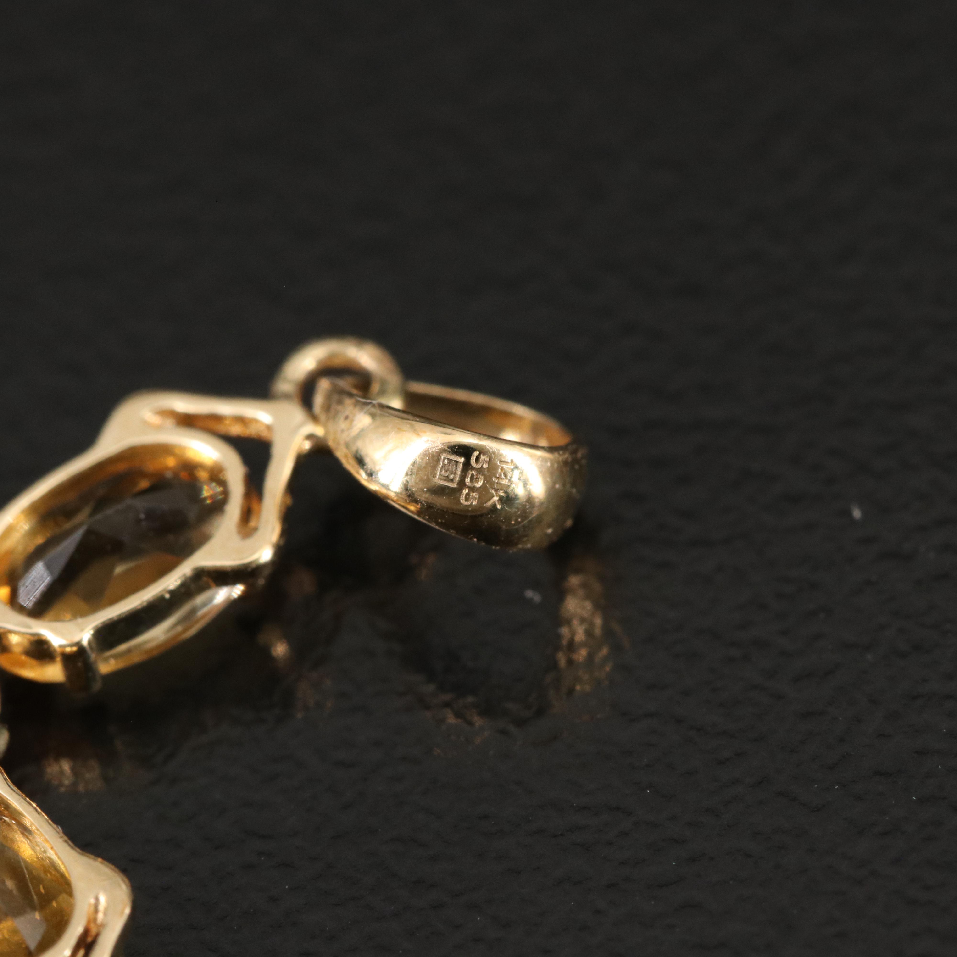 14K Citrine Cross Pendant