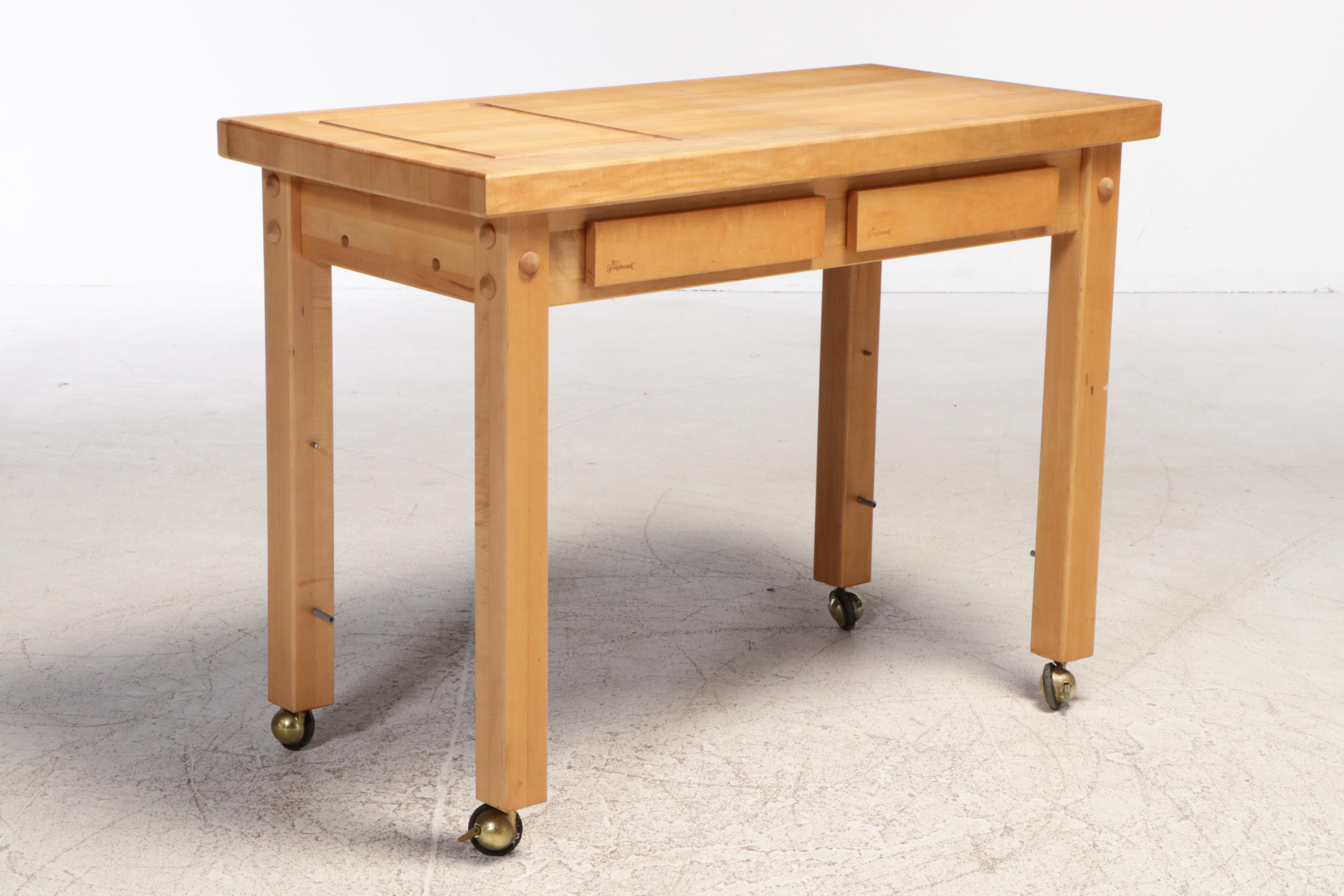 Le Gourmand Maple Butcher Block Rolling Kitchen Island