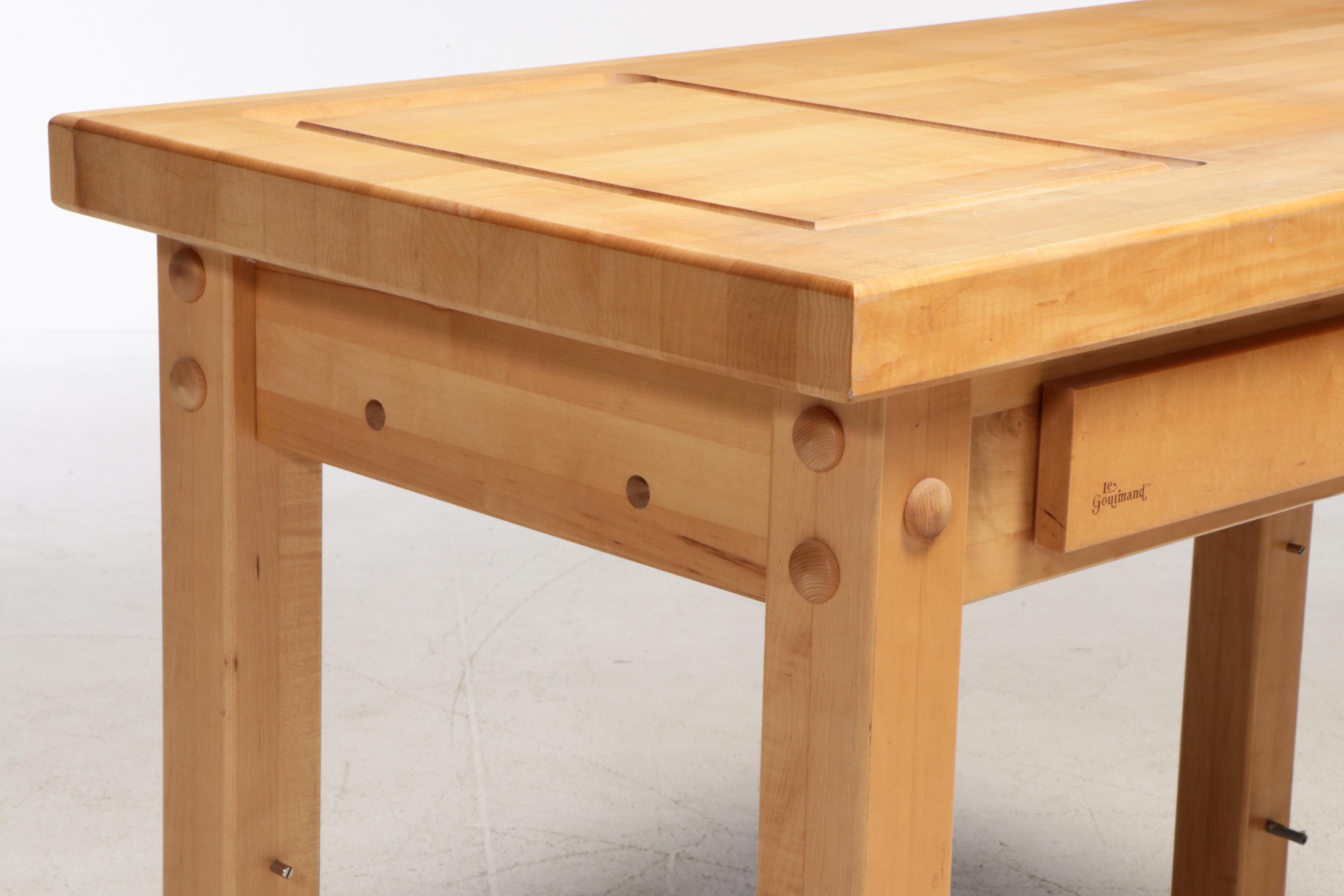 Le Gourmand Maple Butcher Block Rolling Kitchen Island