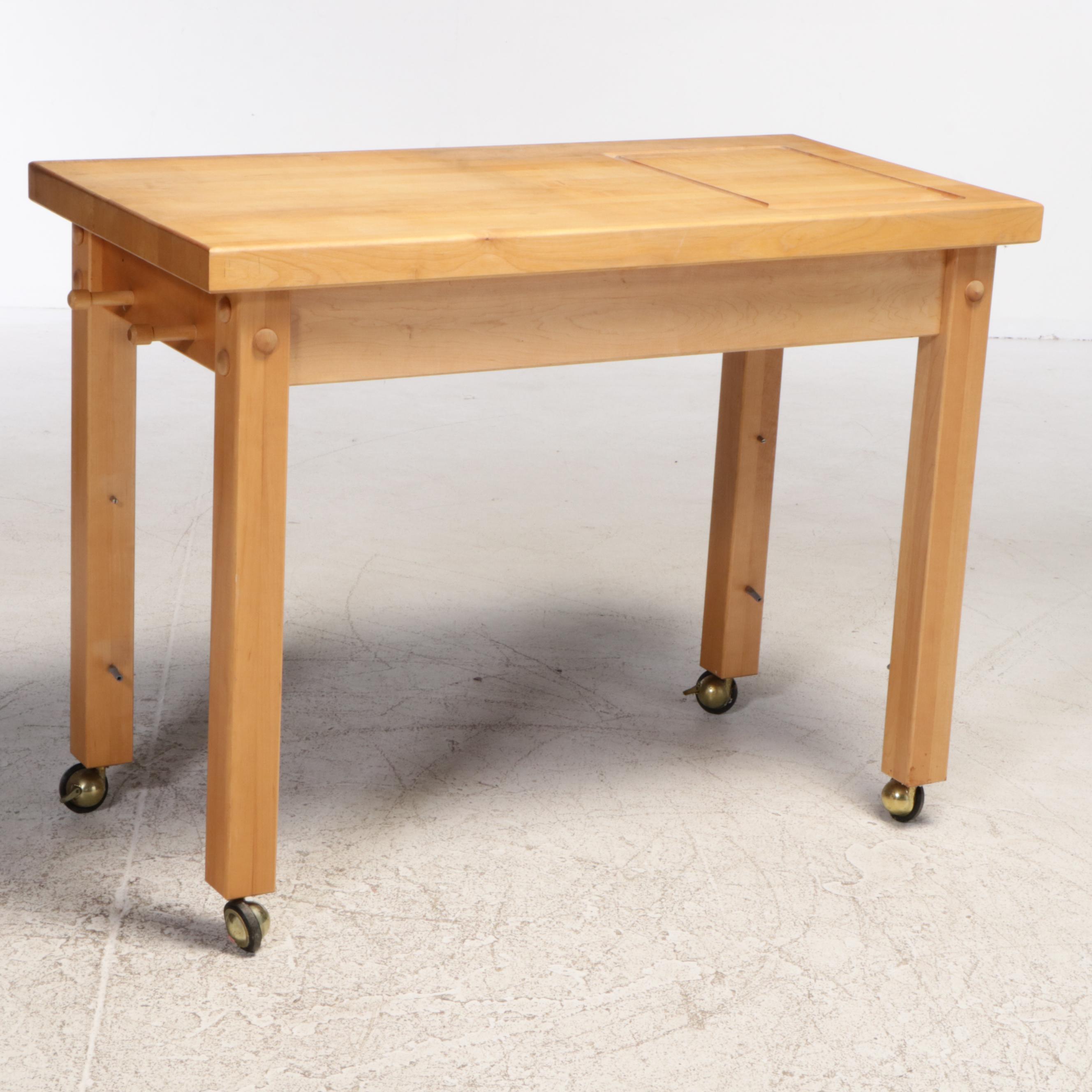 Le Gourmand Maple Butcher Block Rolling Kitchen Island