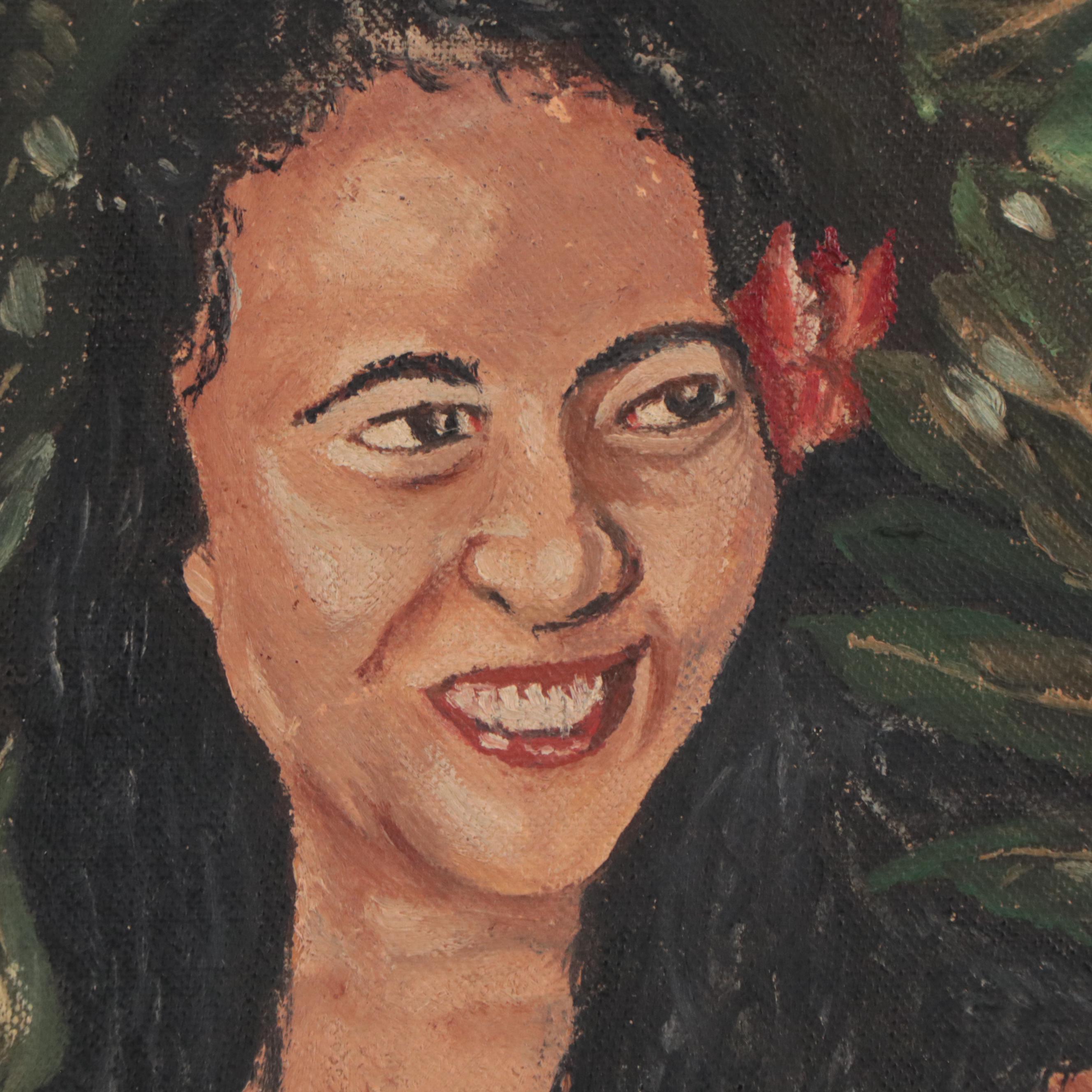 F. Huwel Oil Portrait Painting, 1957